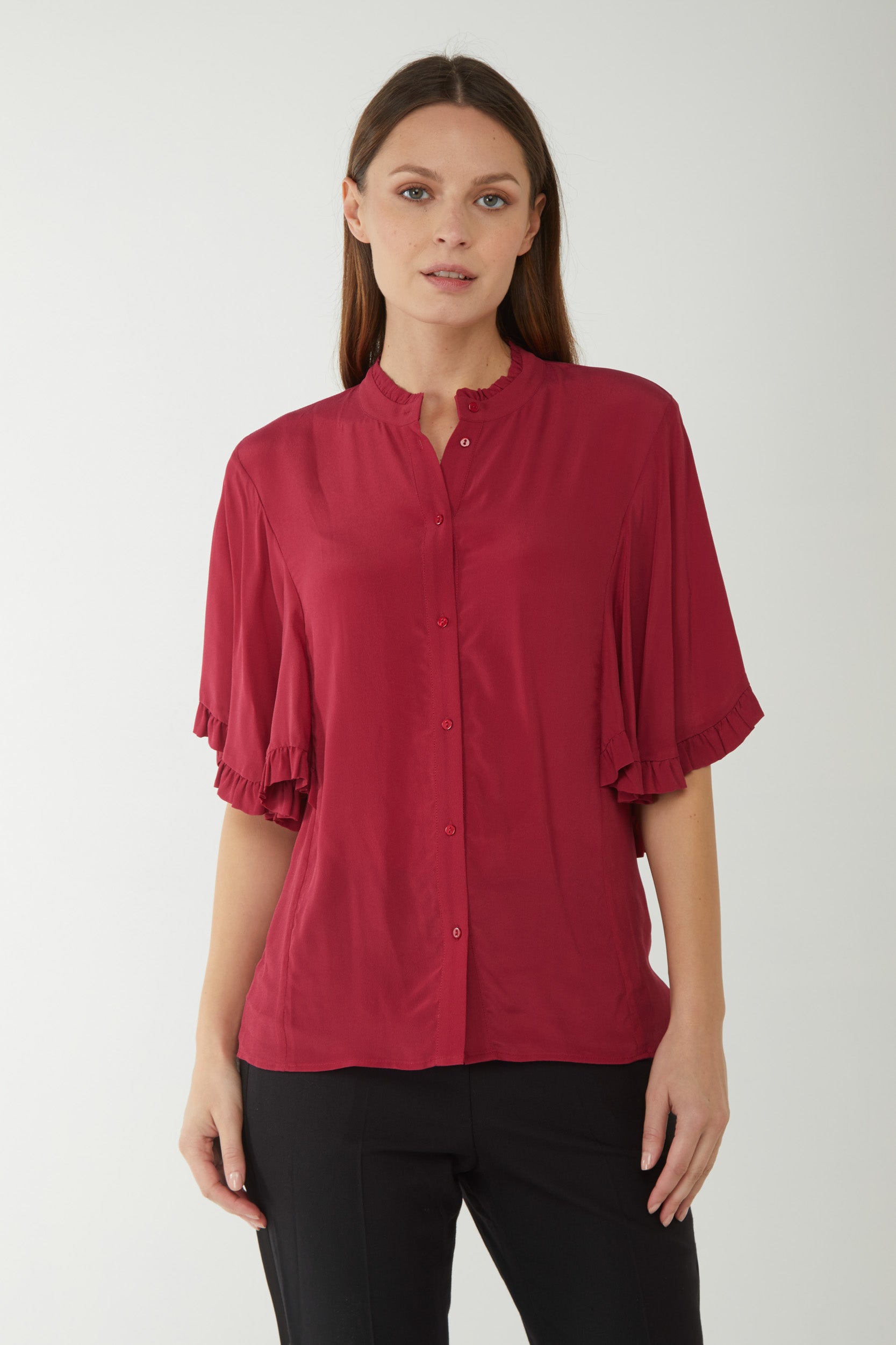 TWINSET Camicia in Cr?pe de Chine Rossa