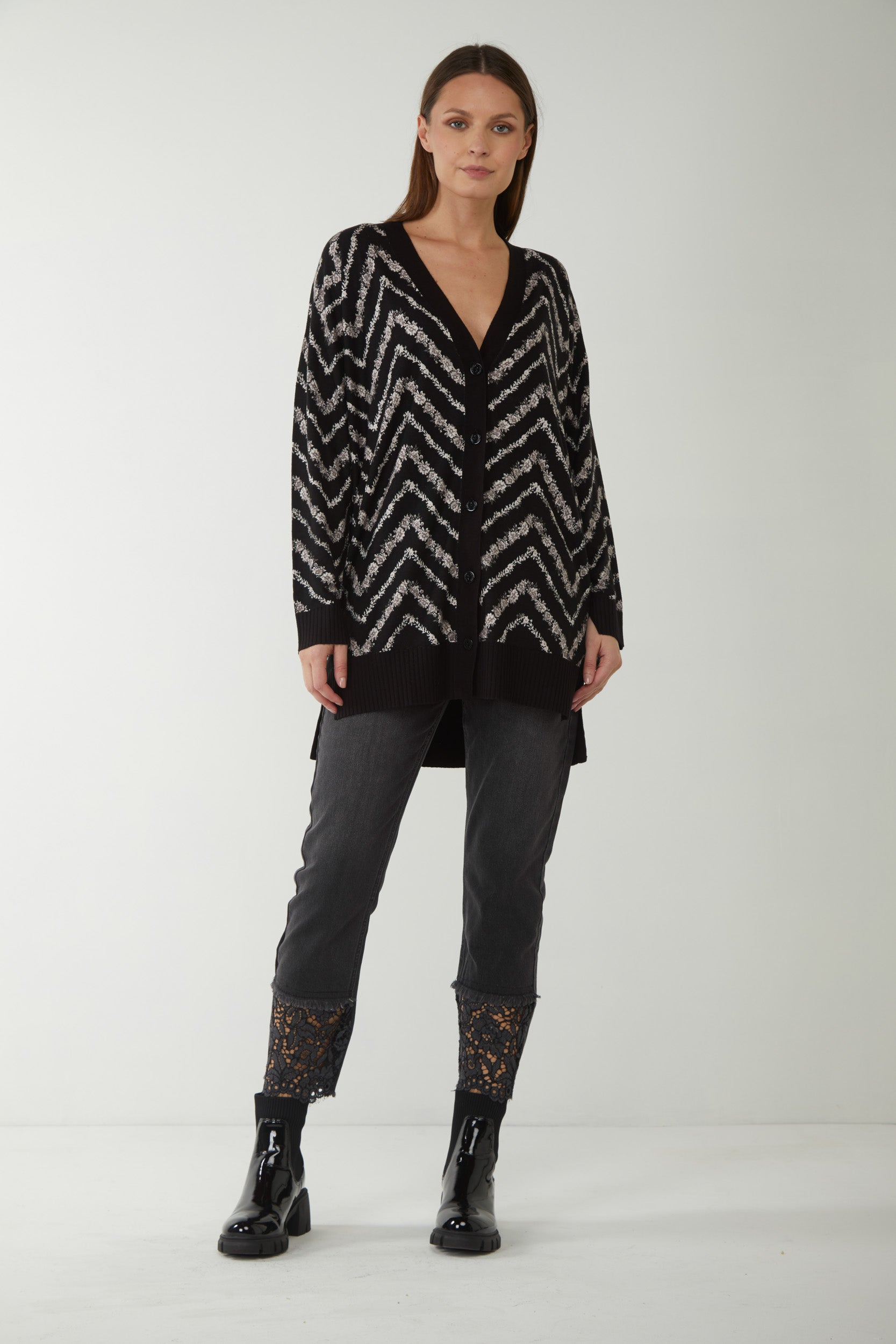 TWINSET Maxi Cardigan Stampato Nero