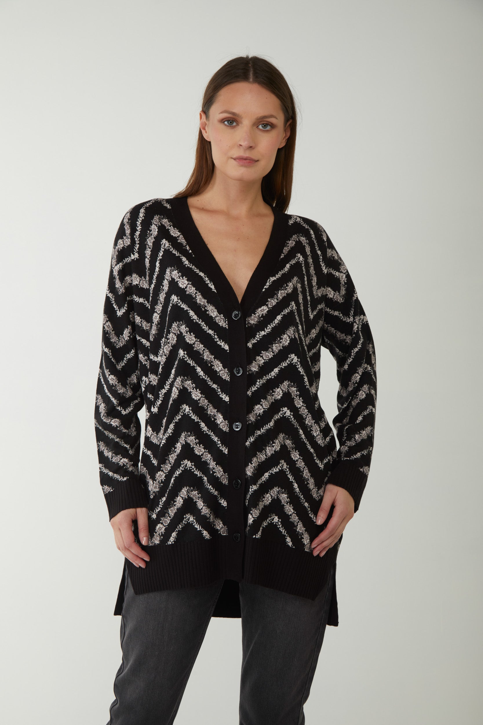 TWINSET Maxi Cardigan Stampato Nero