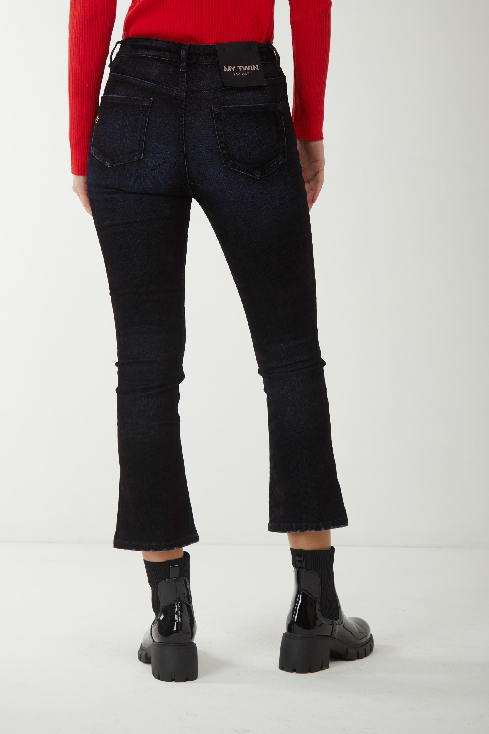 MY TWIN TWINSET Pantalone Flare in Denim Blu Notte
