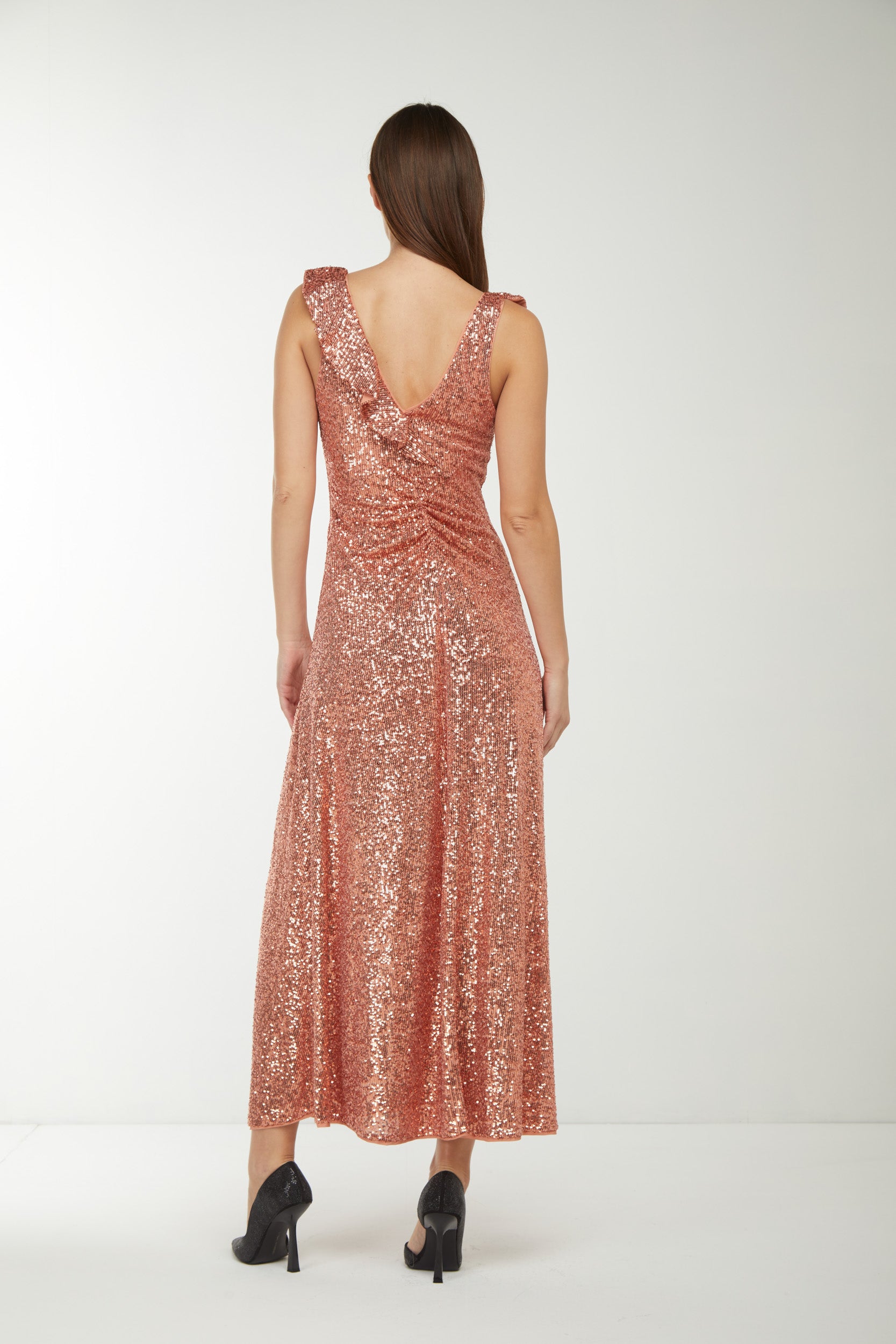 PINKO Pink Full Sequins Long Dress