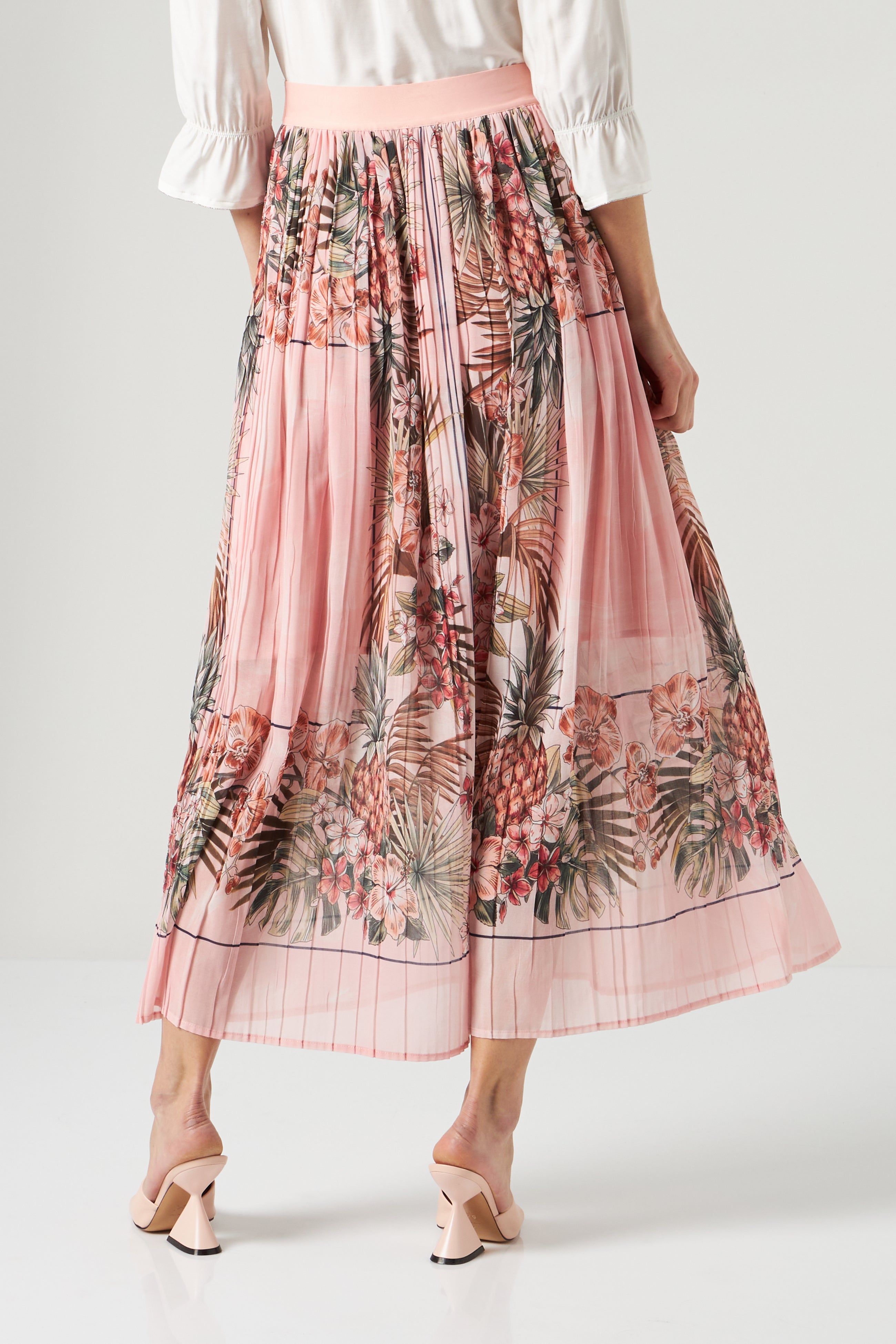 LIU JO Lotus Flower Pleated Skirt