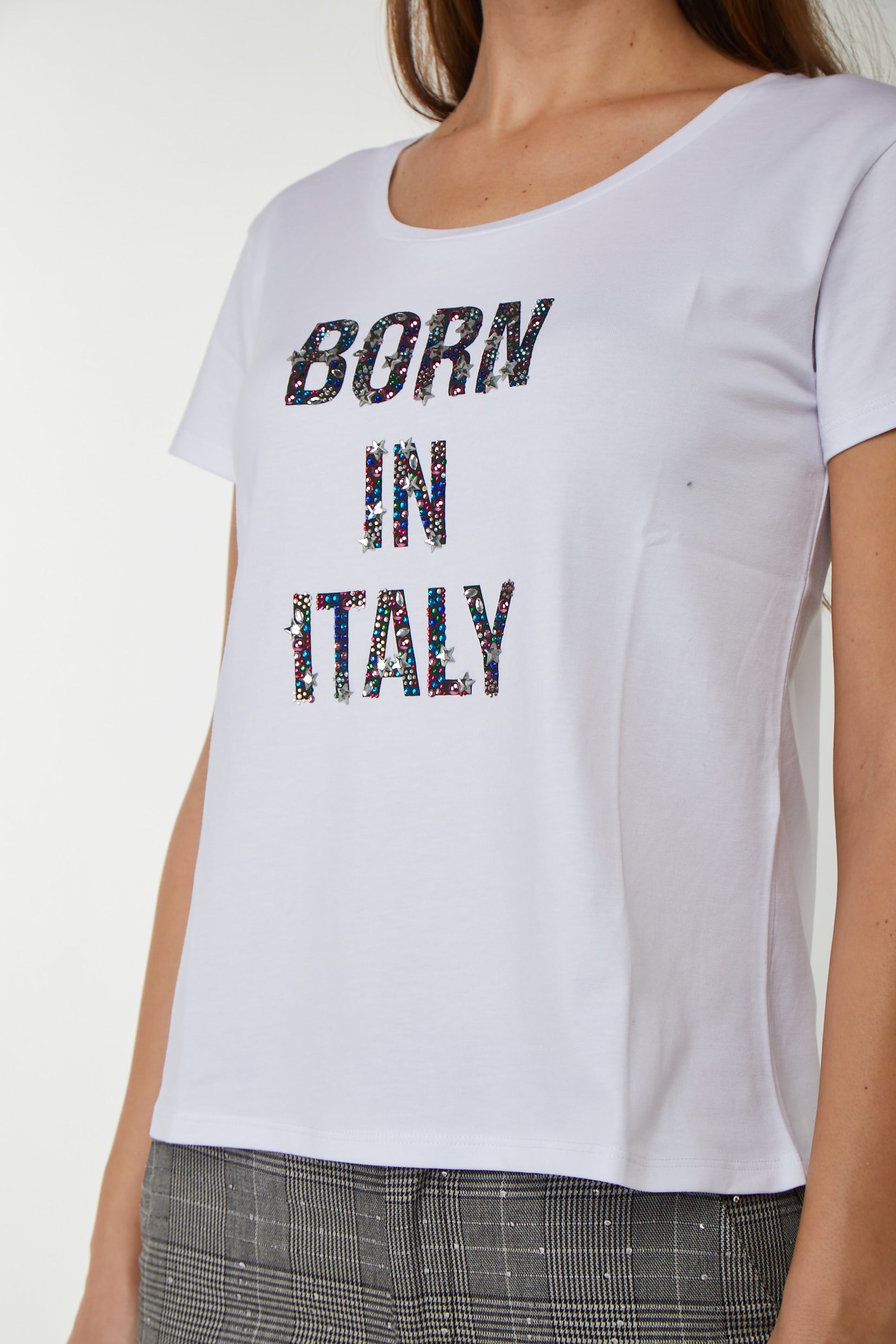 LIU JO T-shirt con Scritta Glitter Multicolor