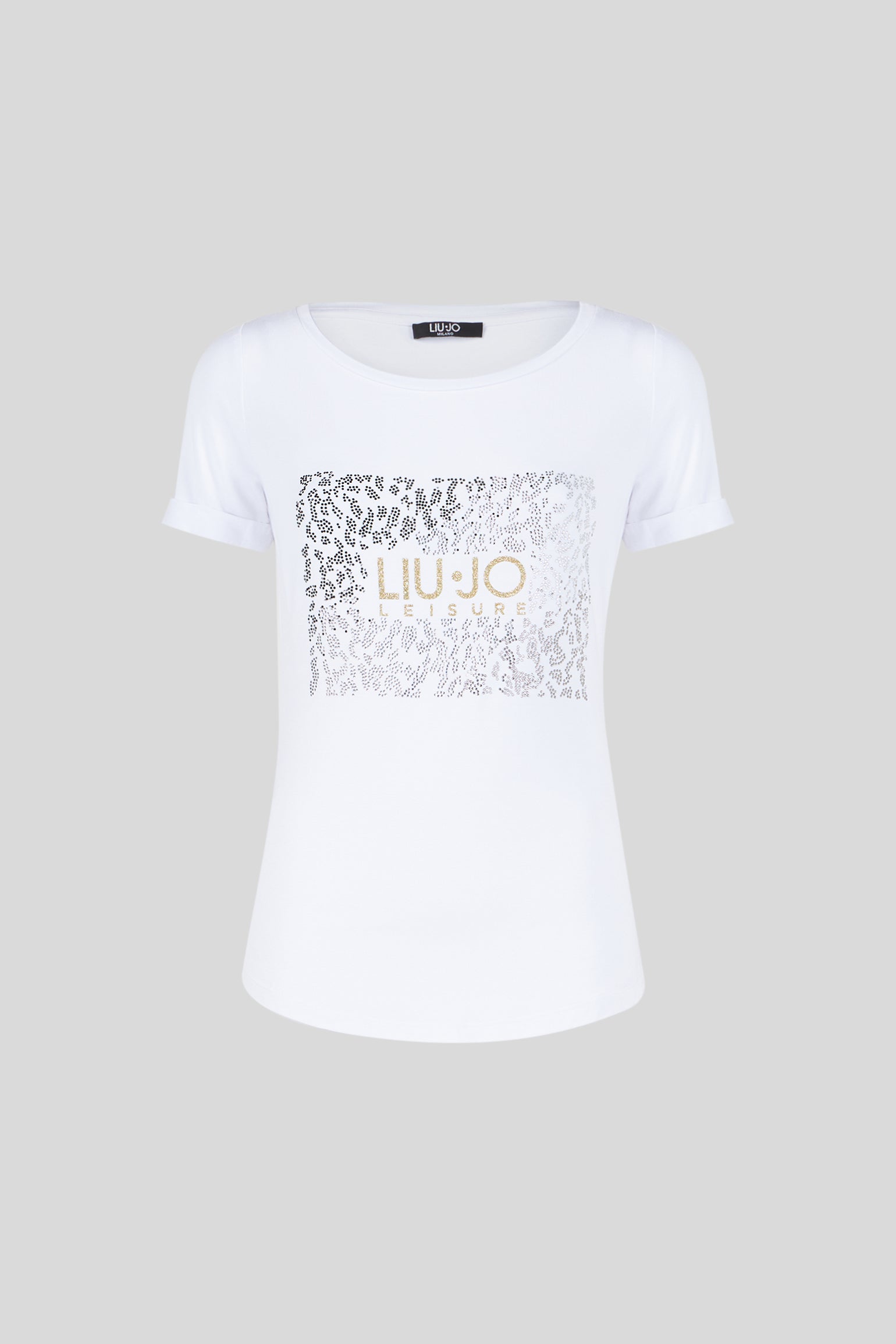 Rhinestone Shirt Liujo Tshirt LIU JO White T-shirt With Rhinestones
