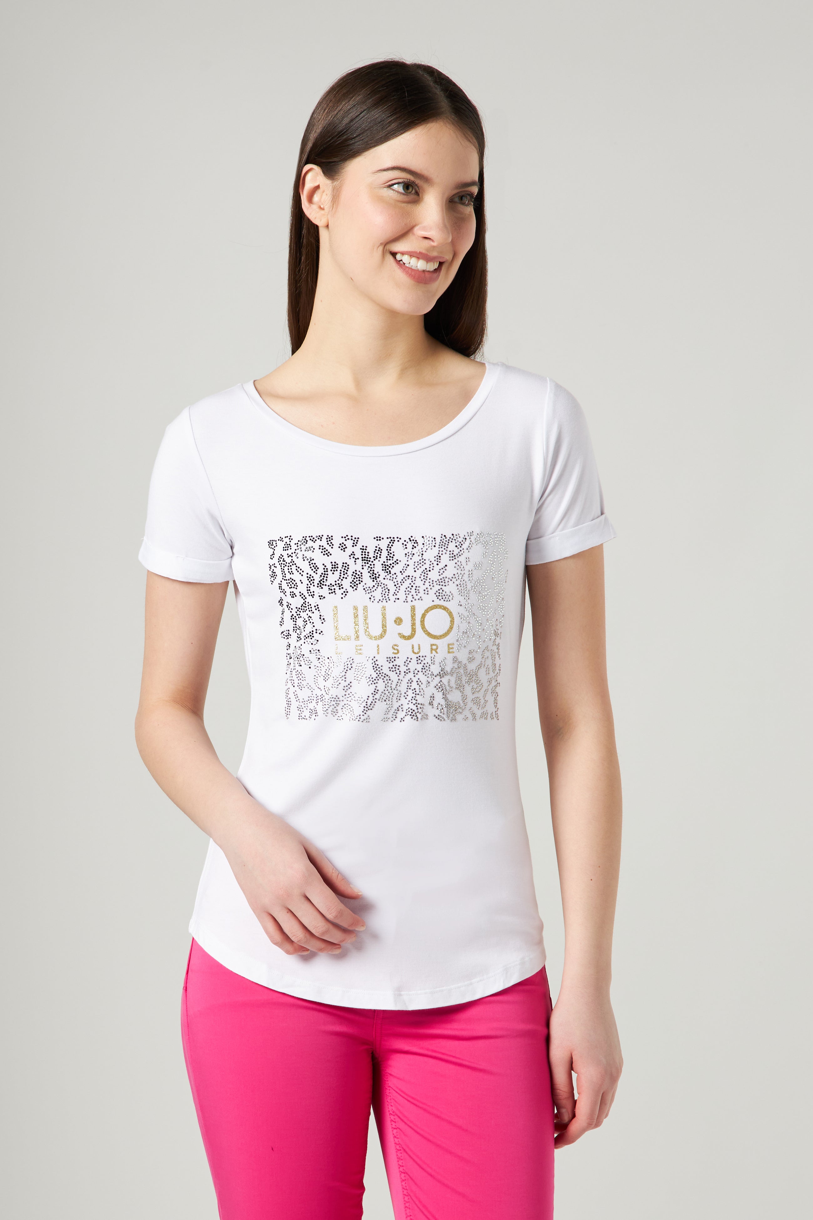 LIU JO T-shirt Bianca con Strass