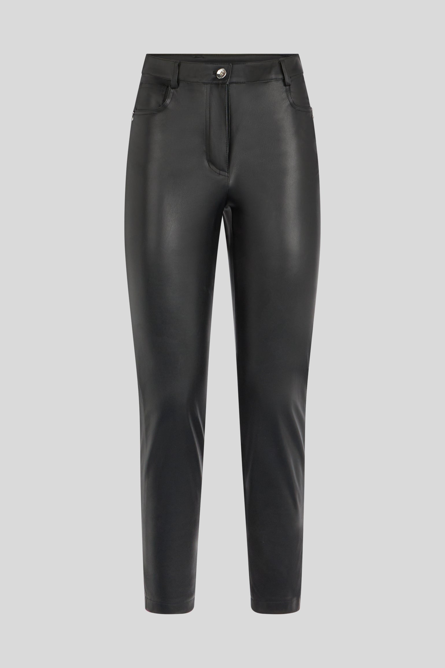 PATRIZIA PEPE Black Faux Leather Pants with Flowers