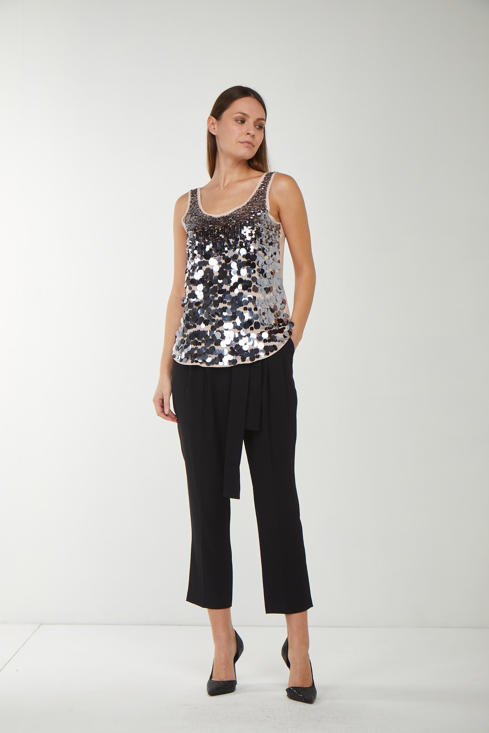 LIU JO Top con Paillettes Argento