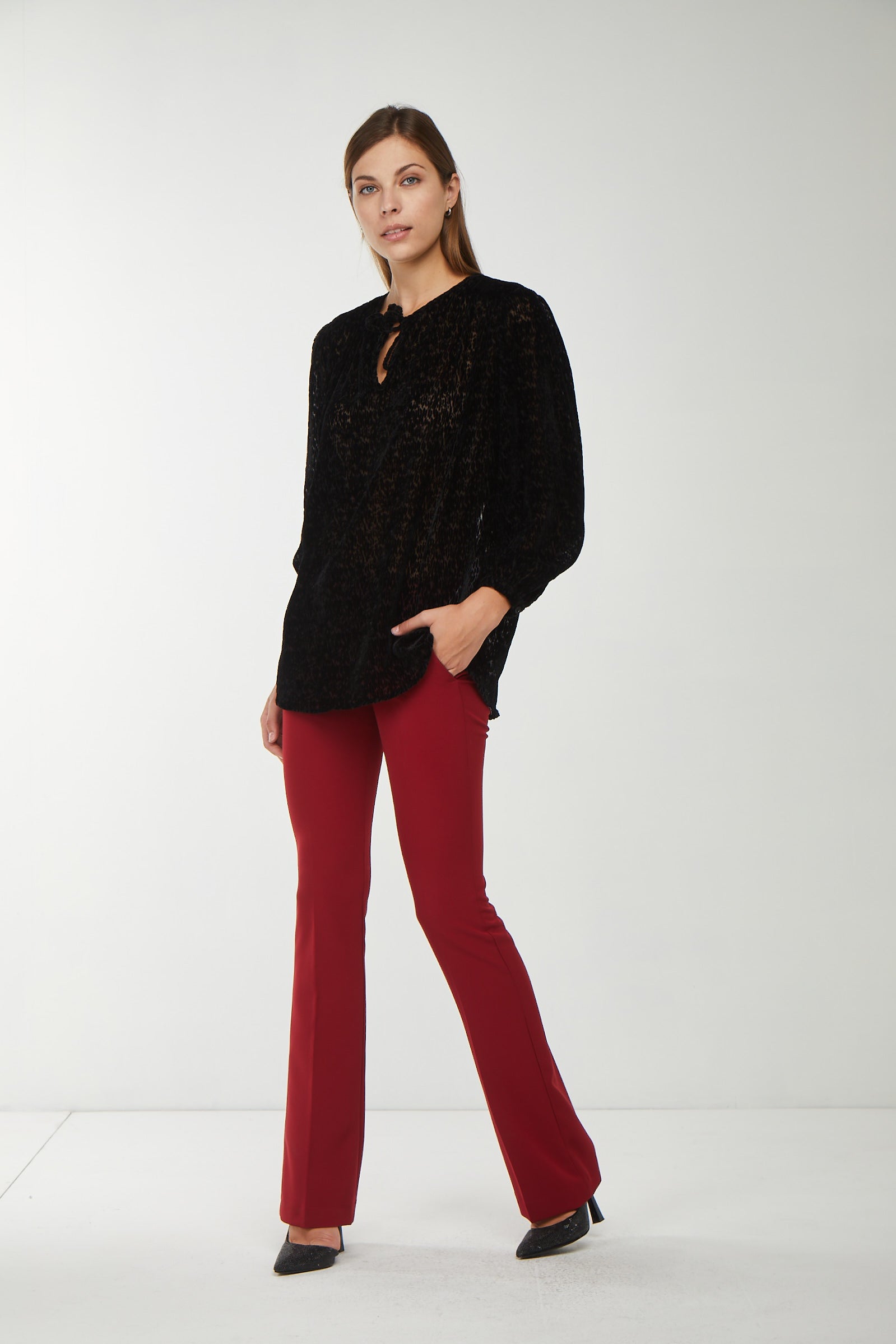 LIU JO Black Velvet Blouse