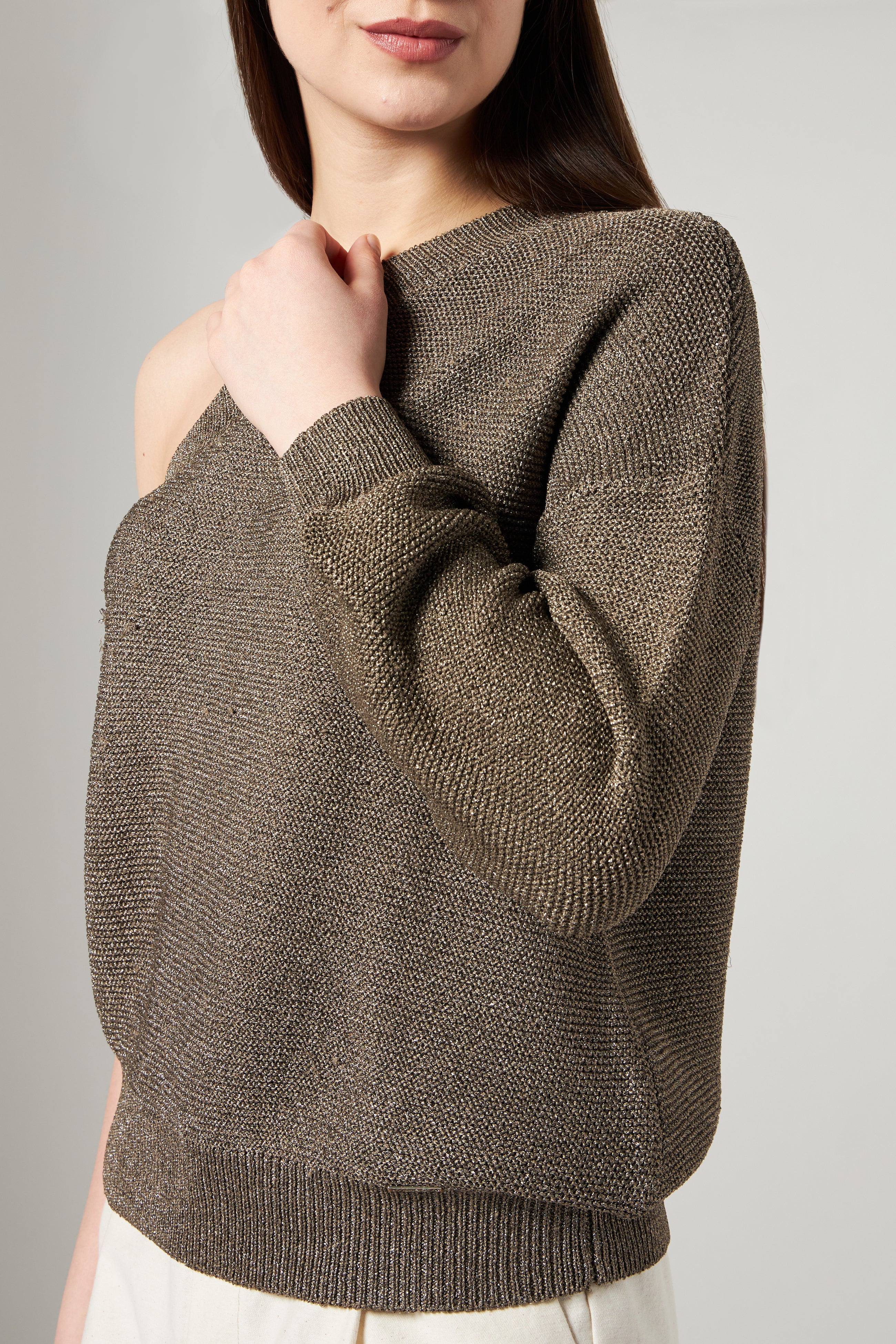 LIU JO One-shoulder Lurex sweater