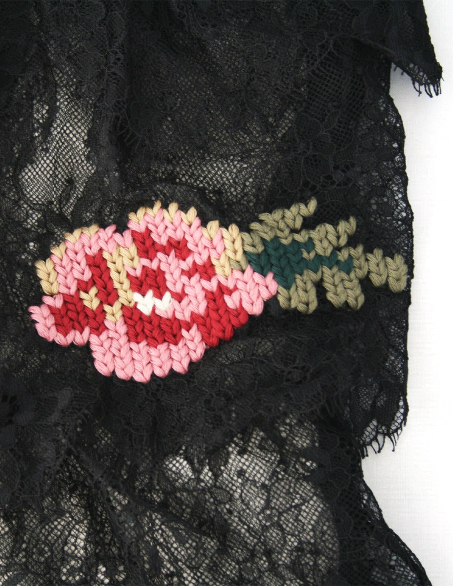 TWINSET GIRL Abito in Pizzo Ricamato con Roselline