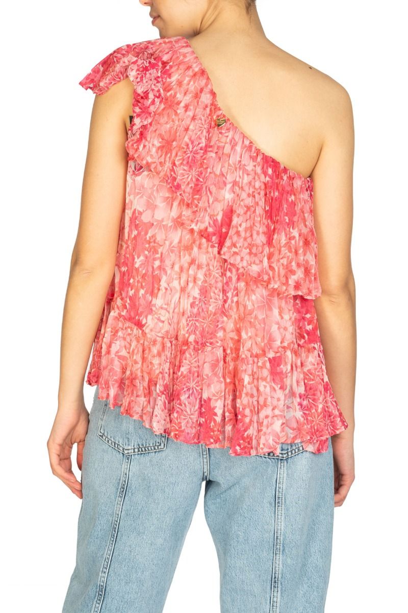 TWINSET Top Monospalla con Fantasia Floreale Rosa