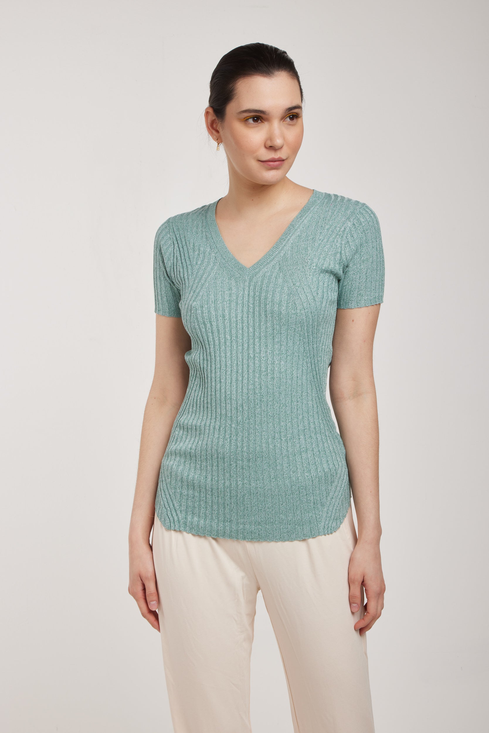 PATRIZIA PEPE T-Shirt in Maglia Verde Acqua