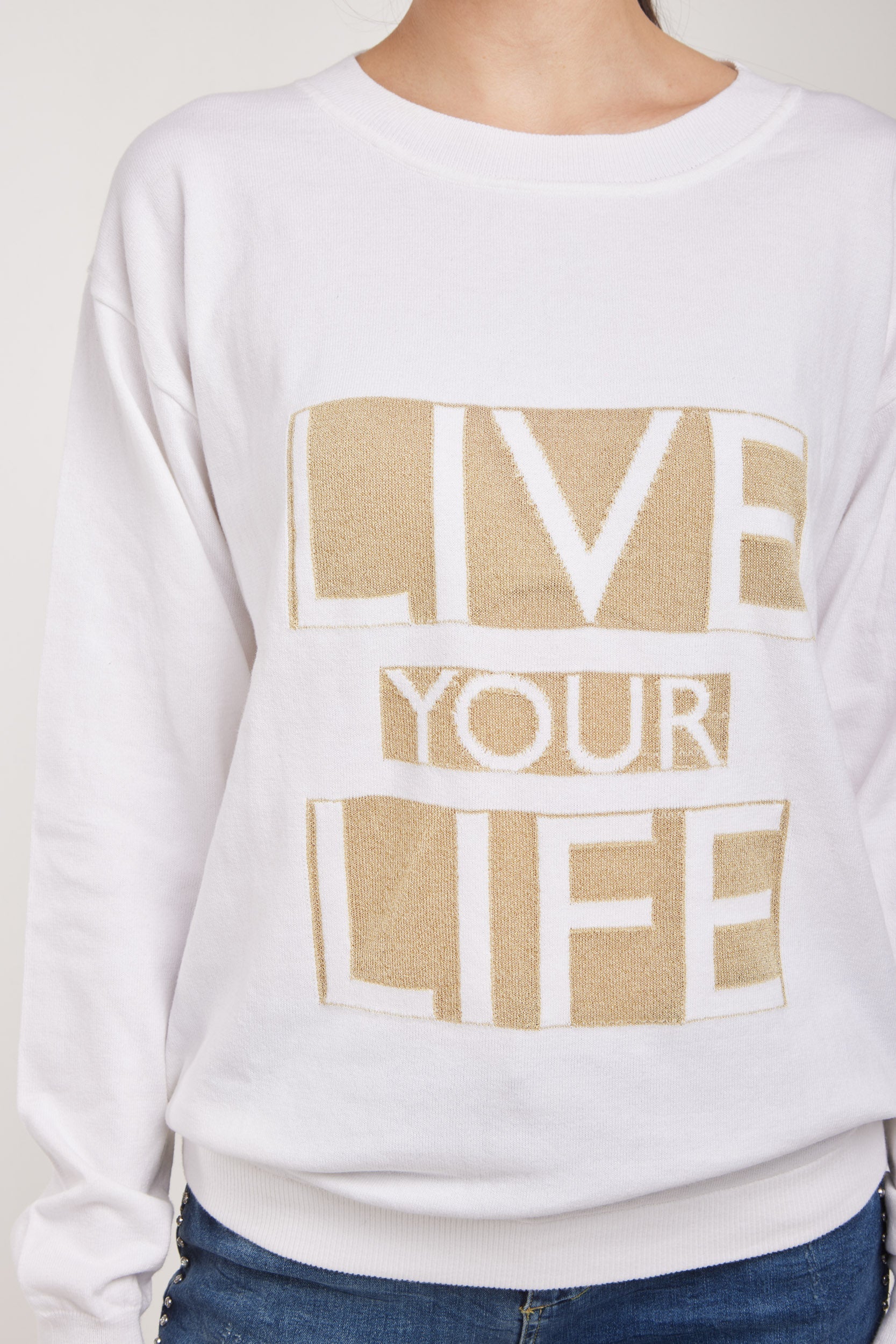 PATRIZIA PEPE Maglia Live Your Life Bianca