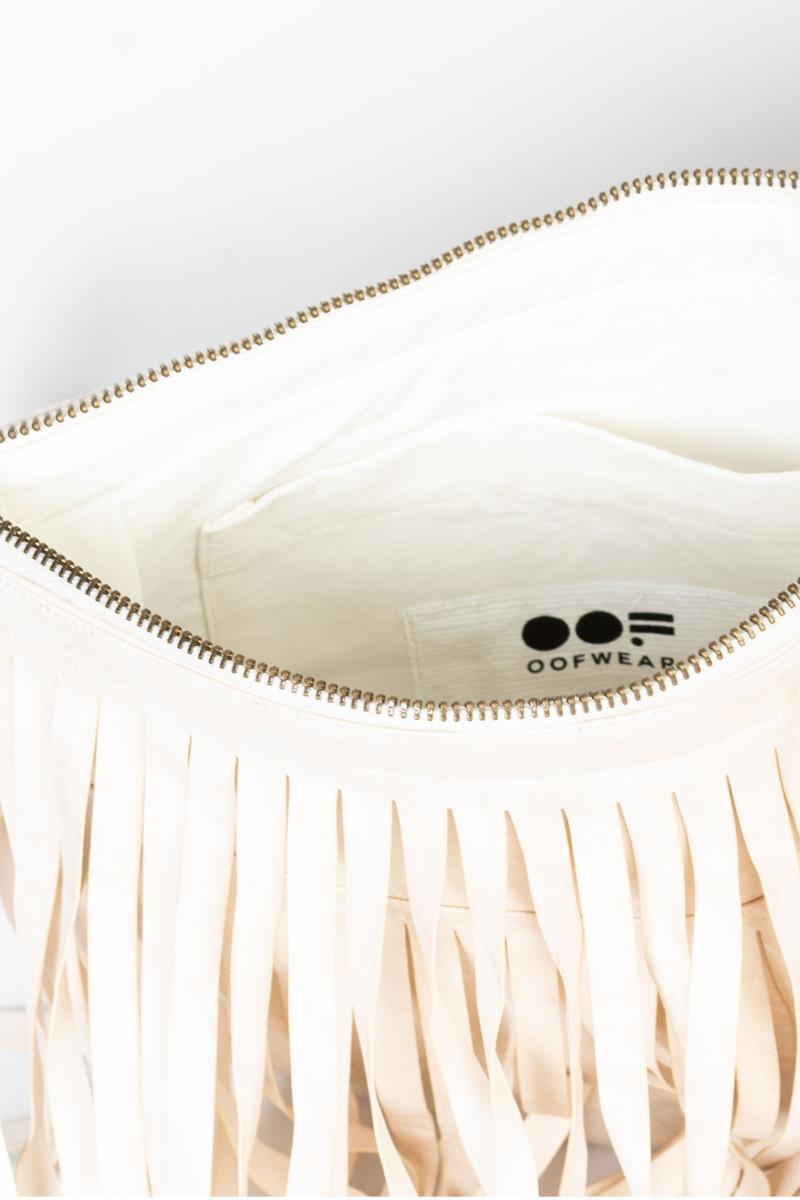 OOF WEAR Borsa in Eco-Camoscio Bianca con Frange