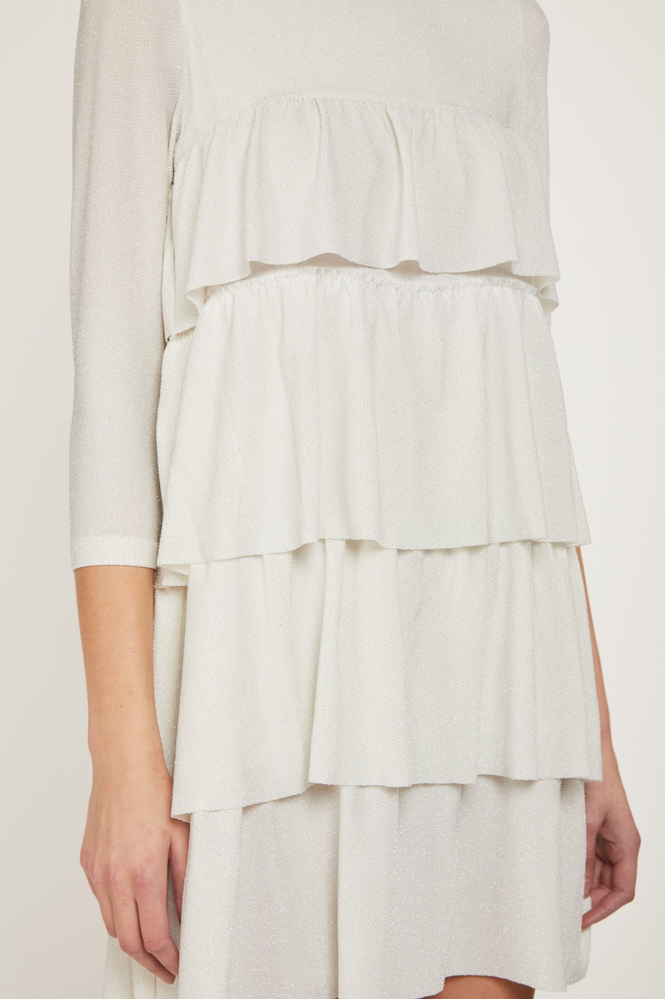 PRINCESSE LODO White Lurex Flounce Dress