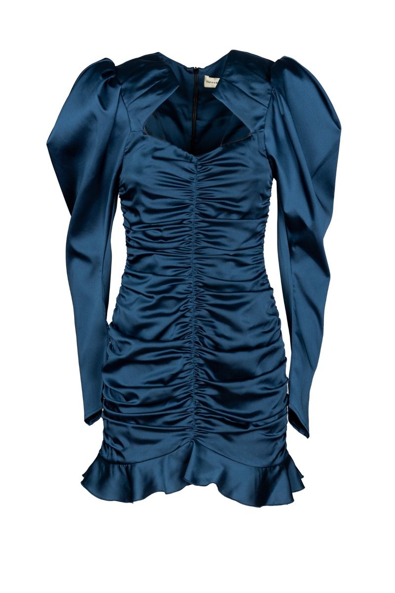 NINEMINUTES Vestito Arricciato Petrolio