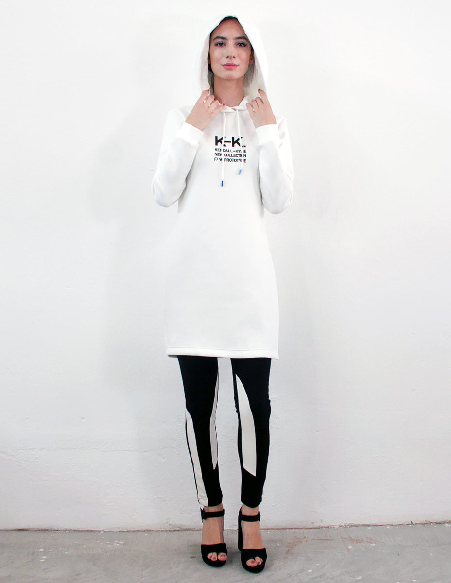 KENDALL AND KYLIE Felpa lunga bianca con spacco laterale
