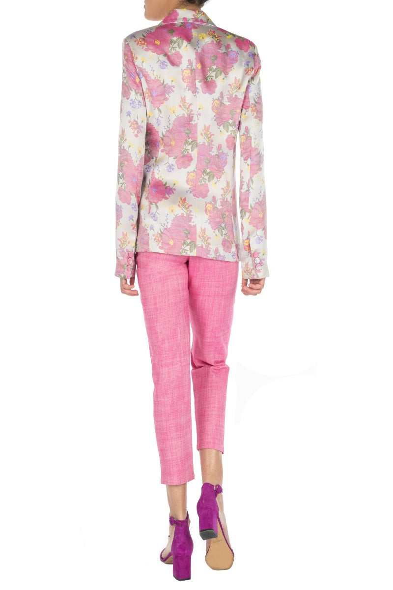 GIULIETTE BROWN Double-Breasted Floral Print Jacket