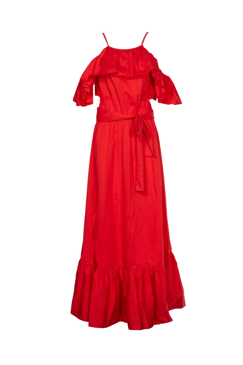 GIULIA N COUTURE Abito Lungo Rosso con Spalle Scoperte
