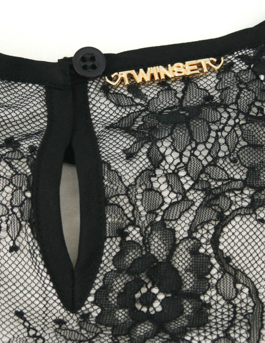 TWINSET GIRL Abito in Pizzo Ricamato con Roselline