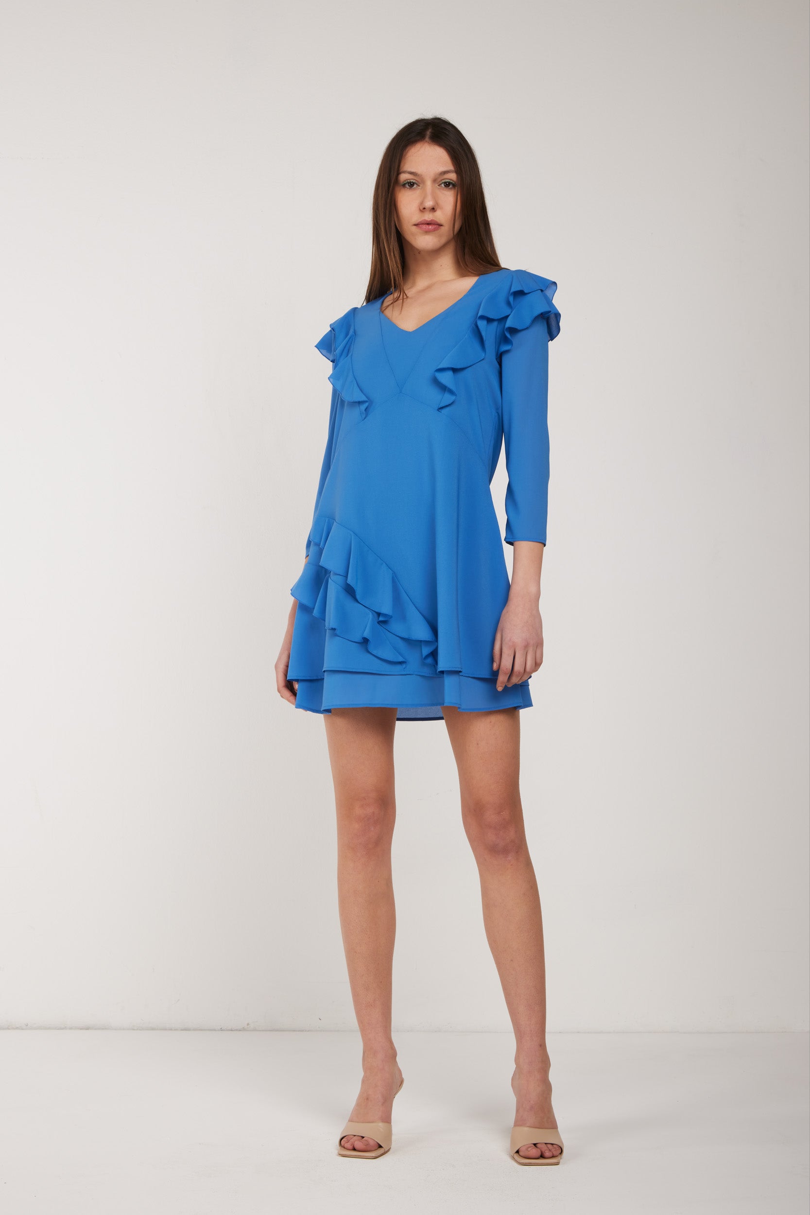 PATRIZIA PEPE Blue Dress with Flounces