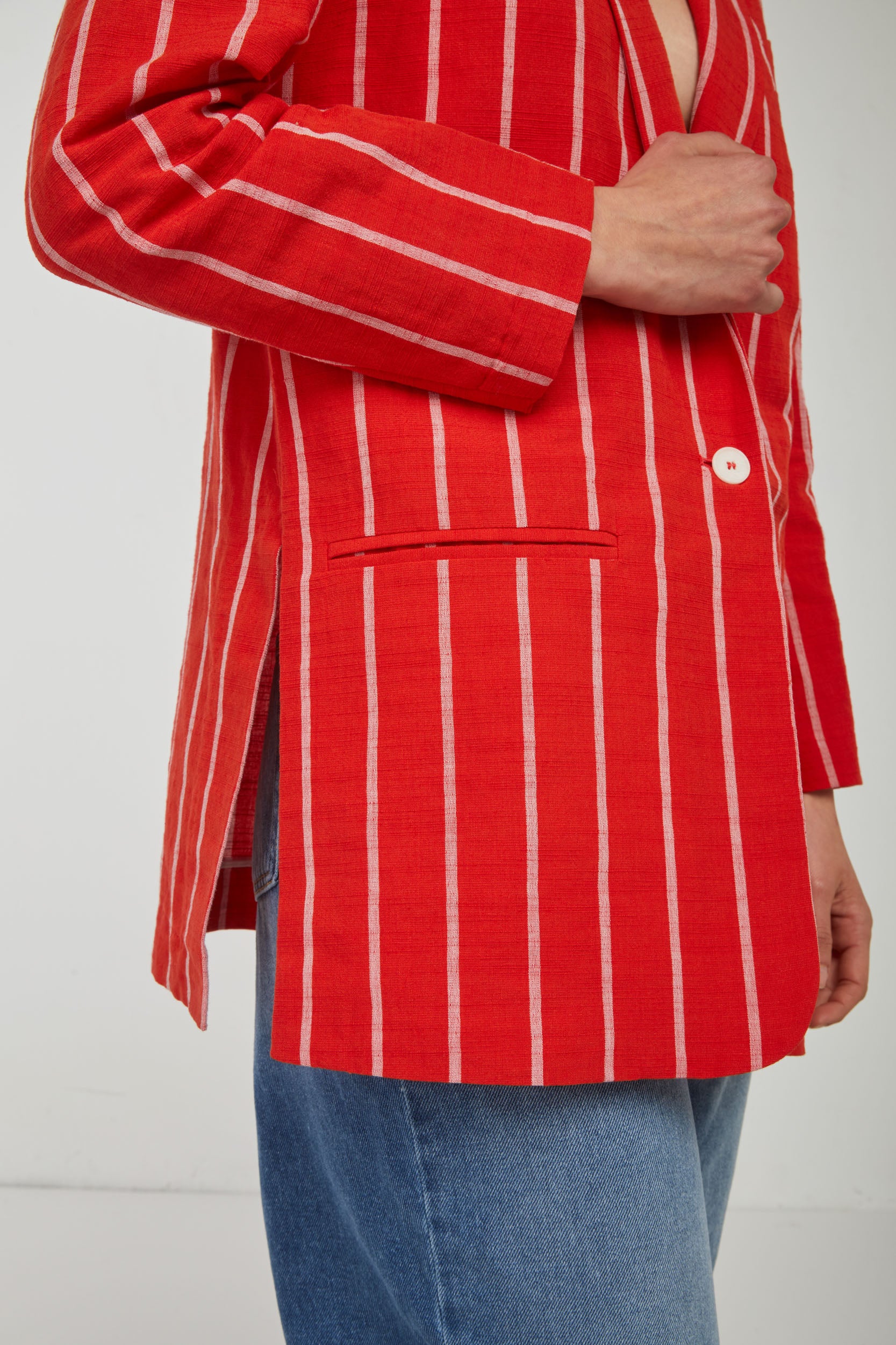 OTTOD'AME Striped Coral Blazer