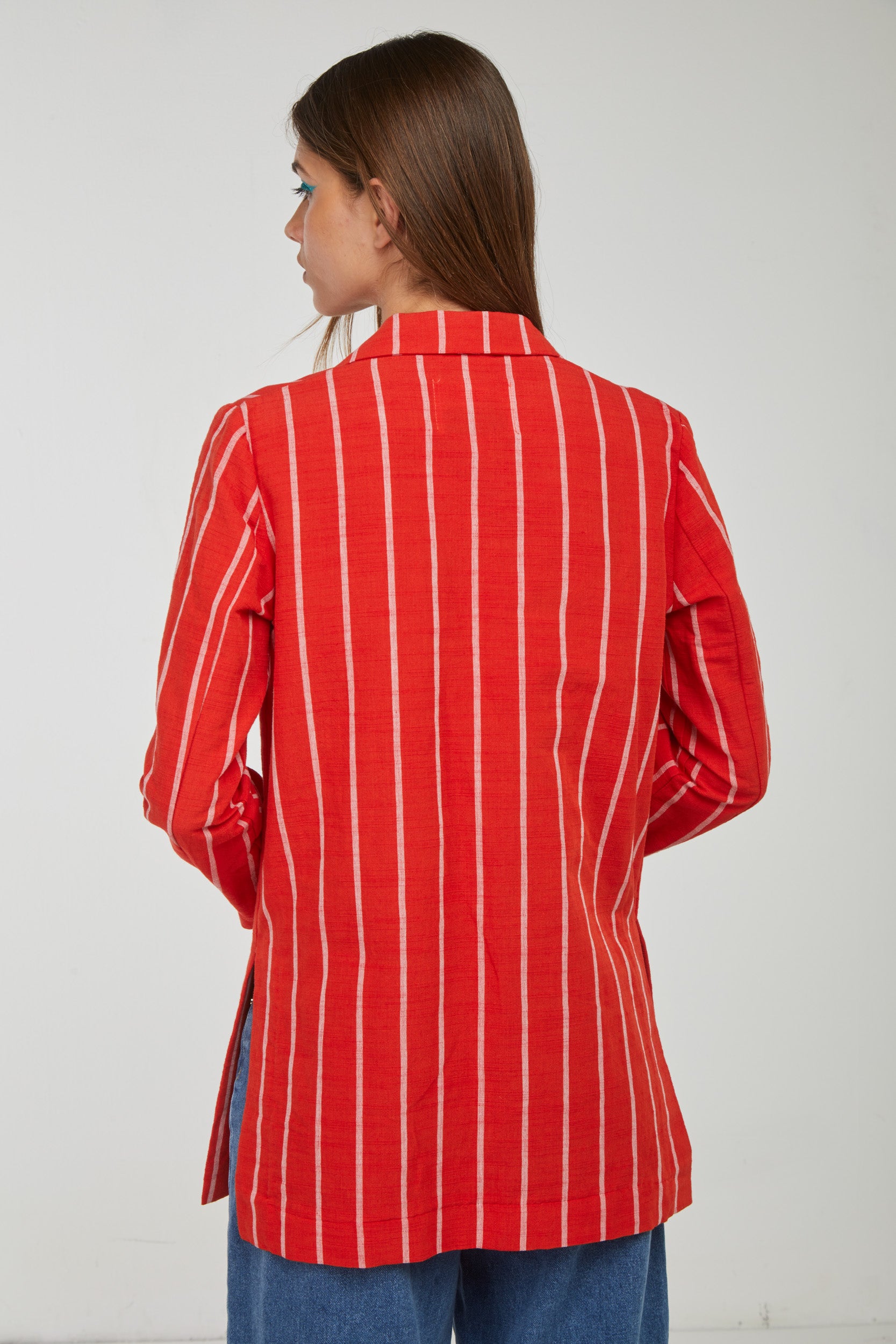 OTTOD'AME Striped Coral Blazer