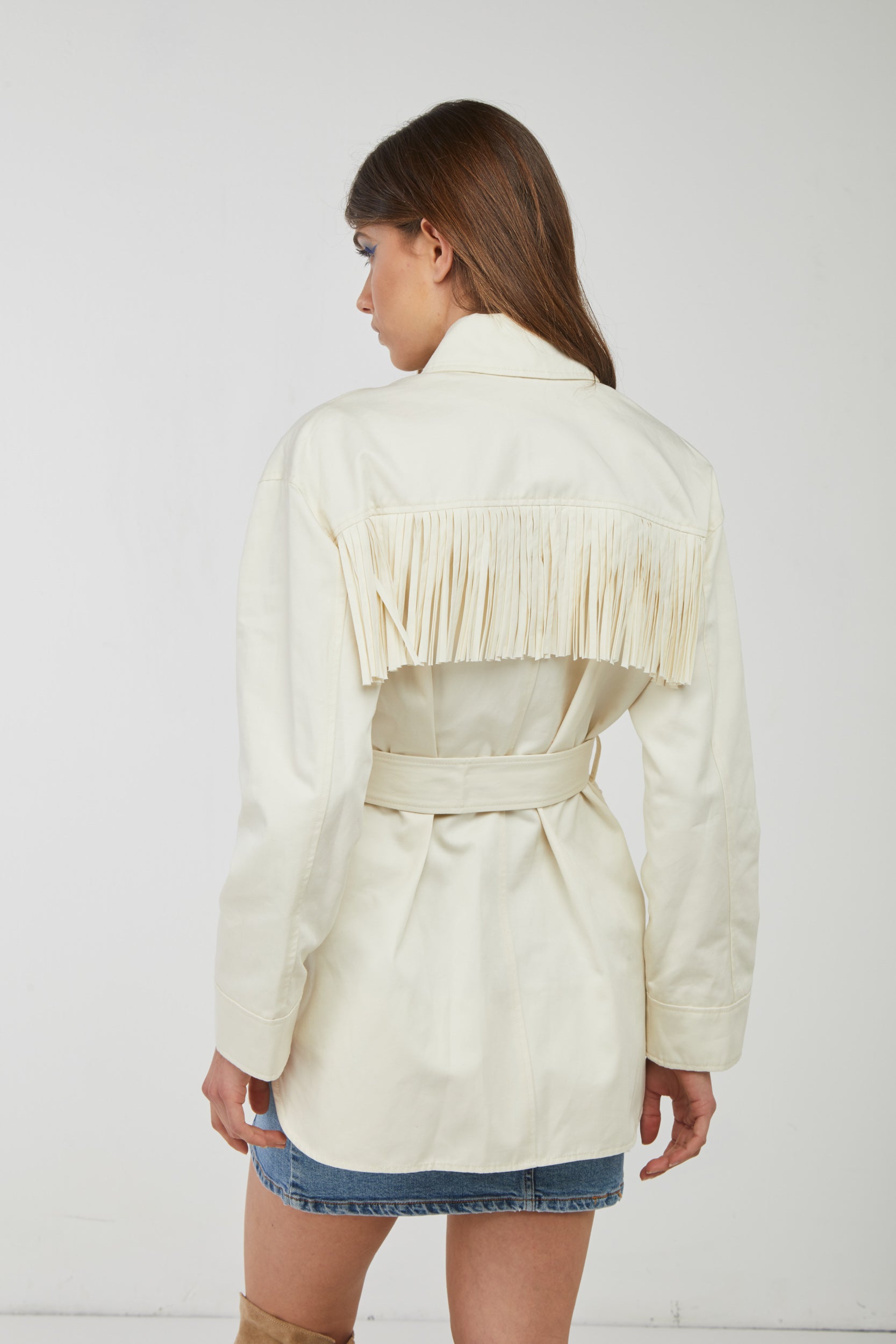 PINKO Giacca Panna con Frange