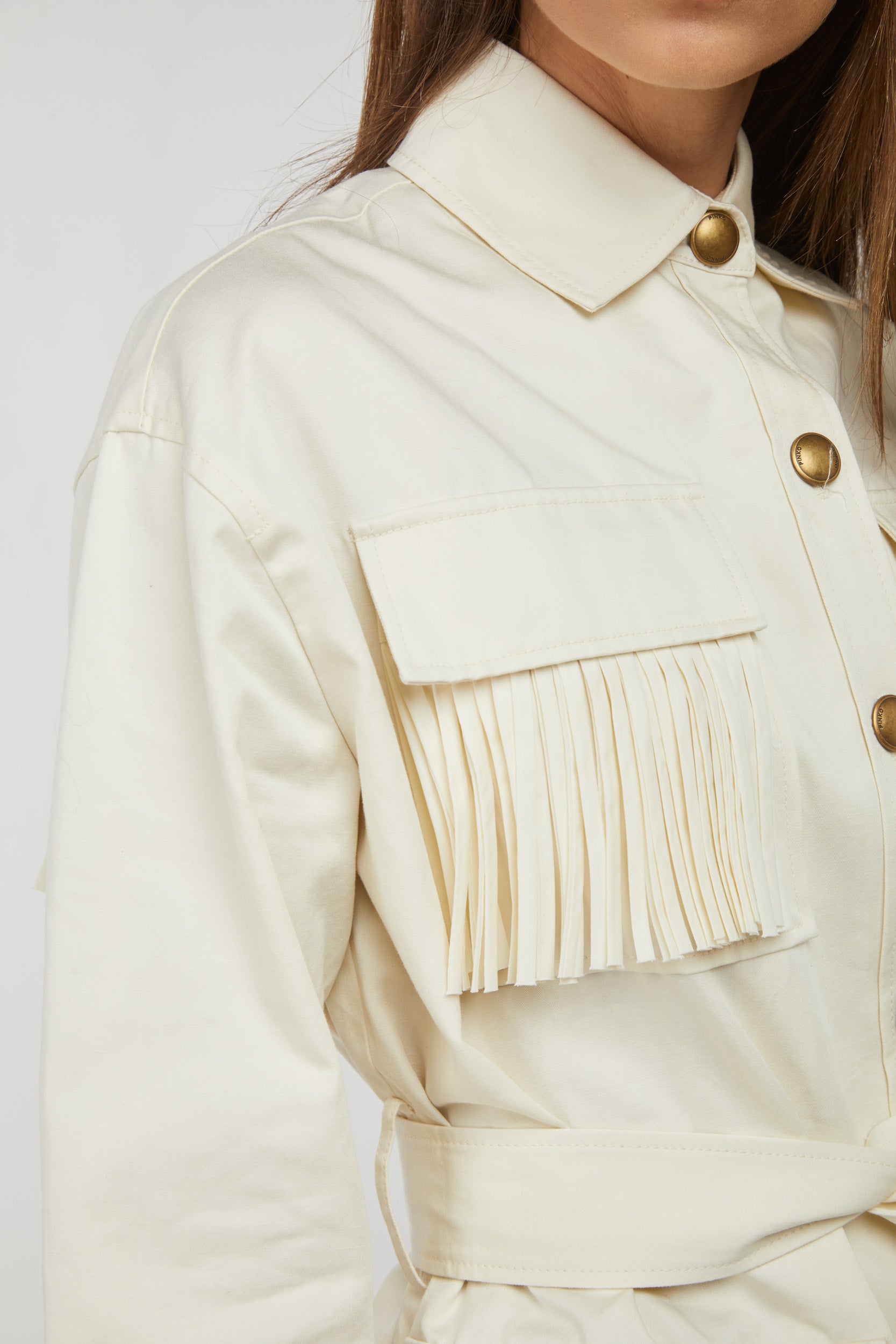 PINKO Giacca Panna con Frange