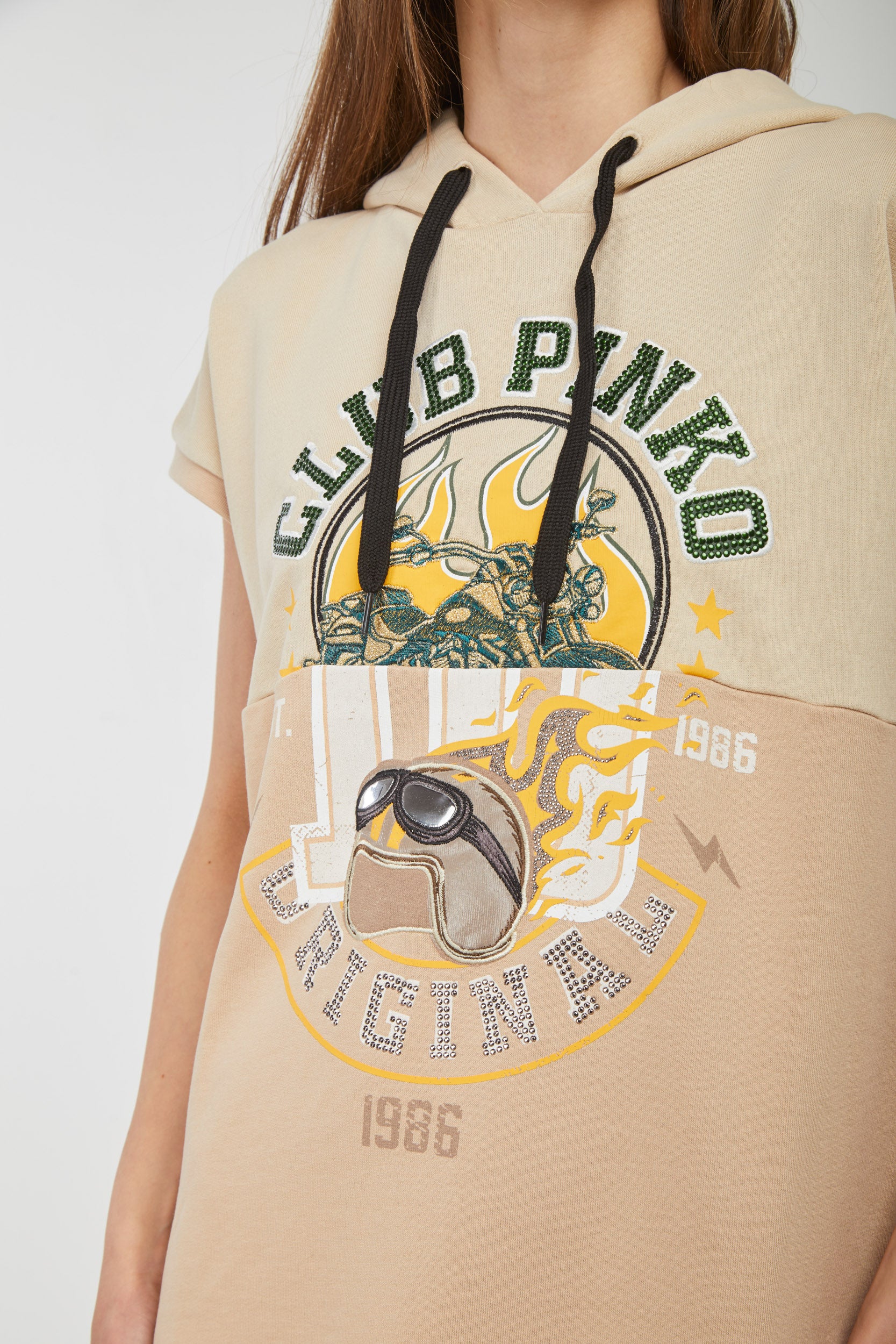 PINKO "Club Pinko" Sleeveless Over Sweatshirt
