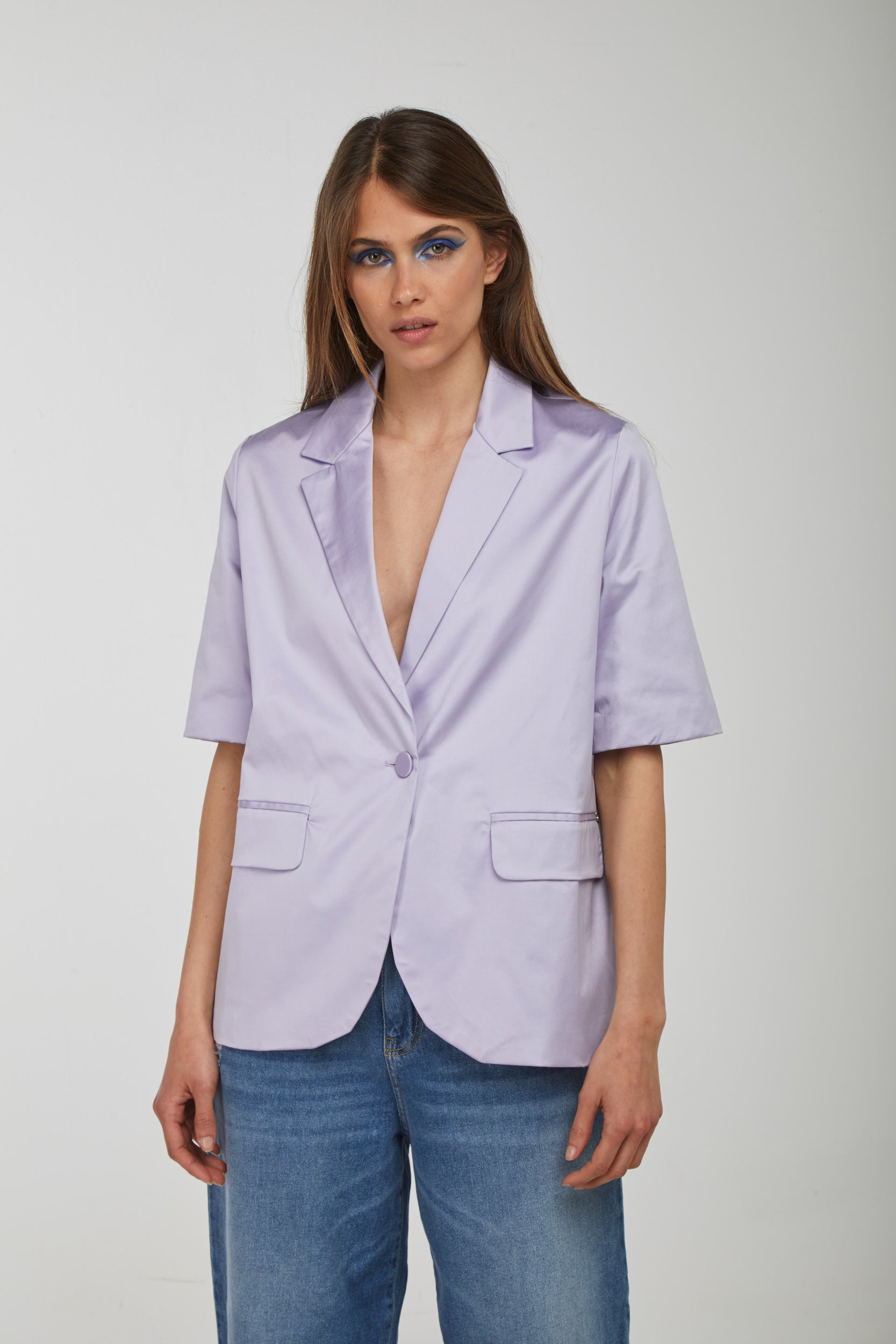 OTTOD'AME Blazer Monopetto Lilla Seta