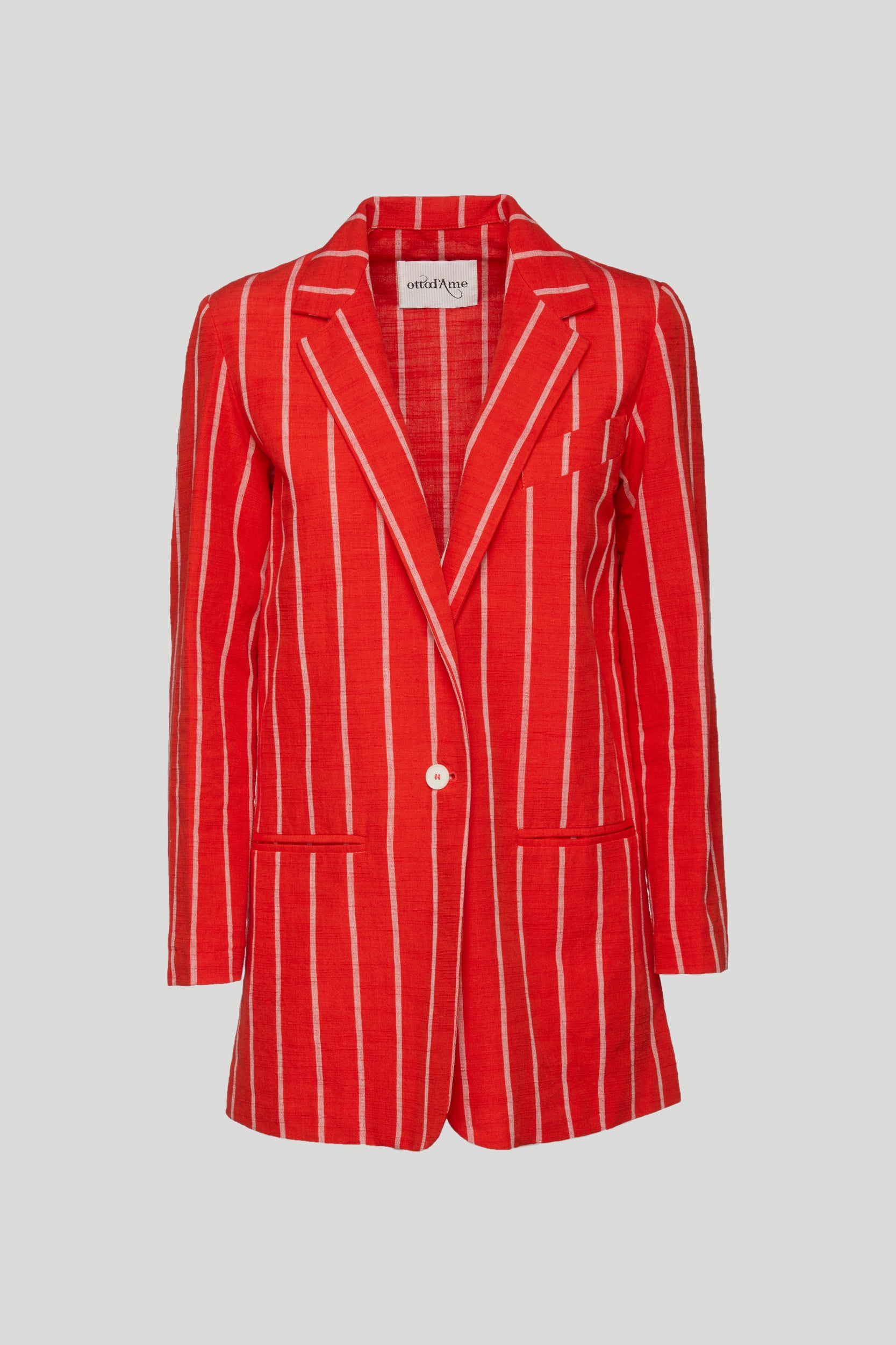OTTOD'AME Striped Coral Blazer