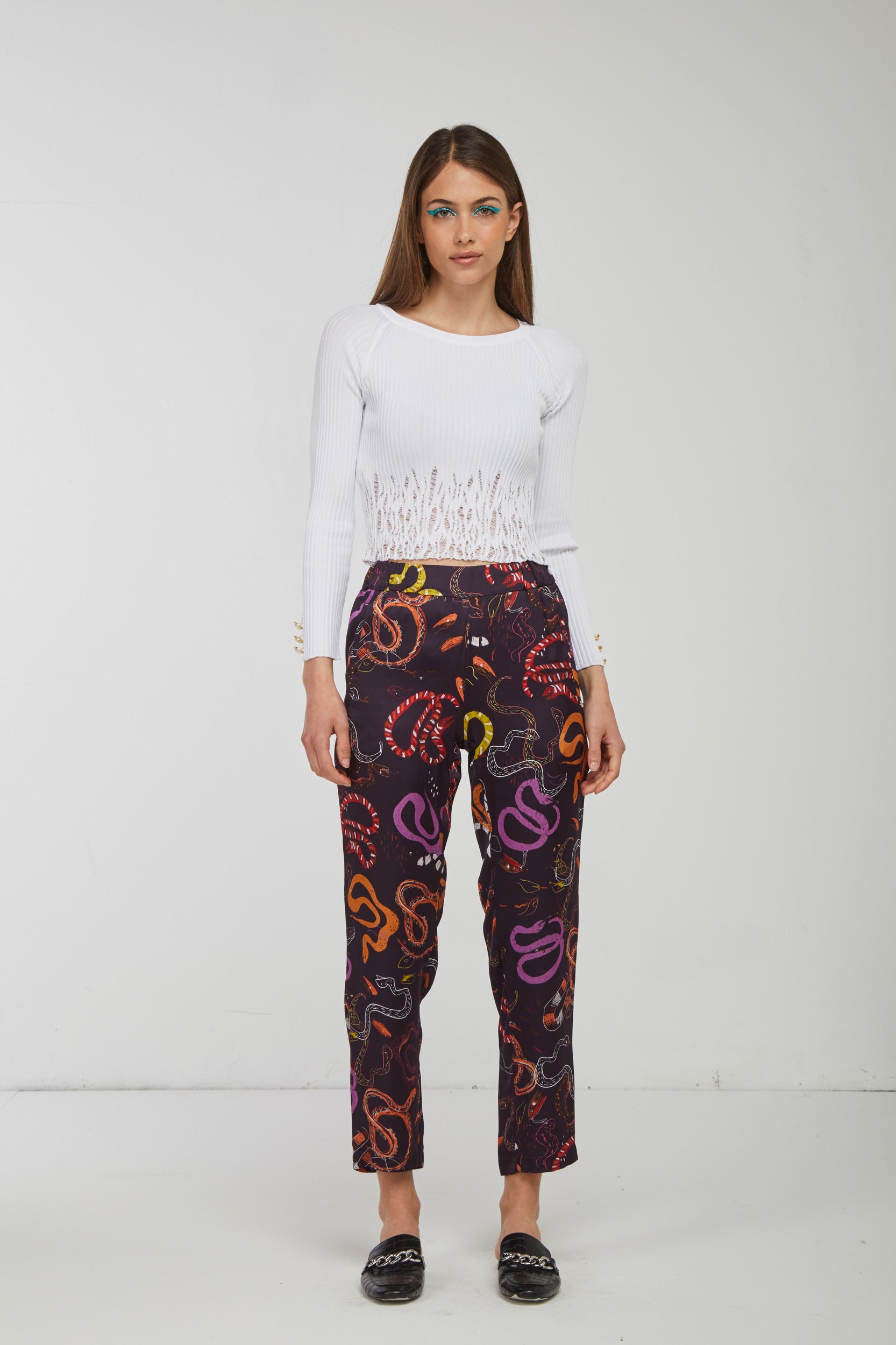 OTTOD'AME Pantalone Bordeaux Fantasia Astratta