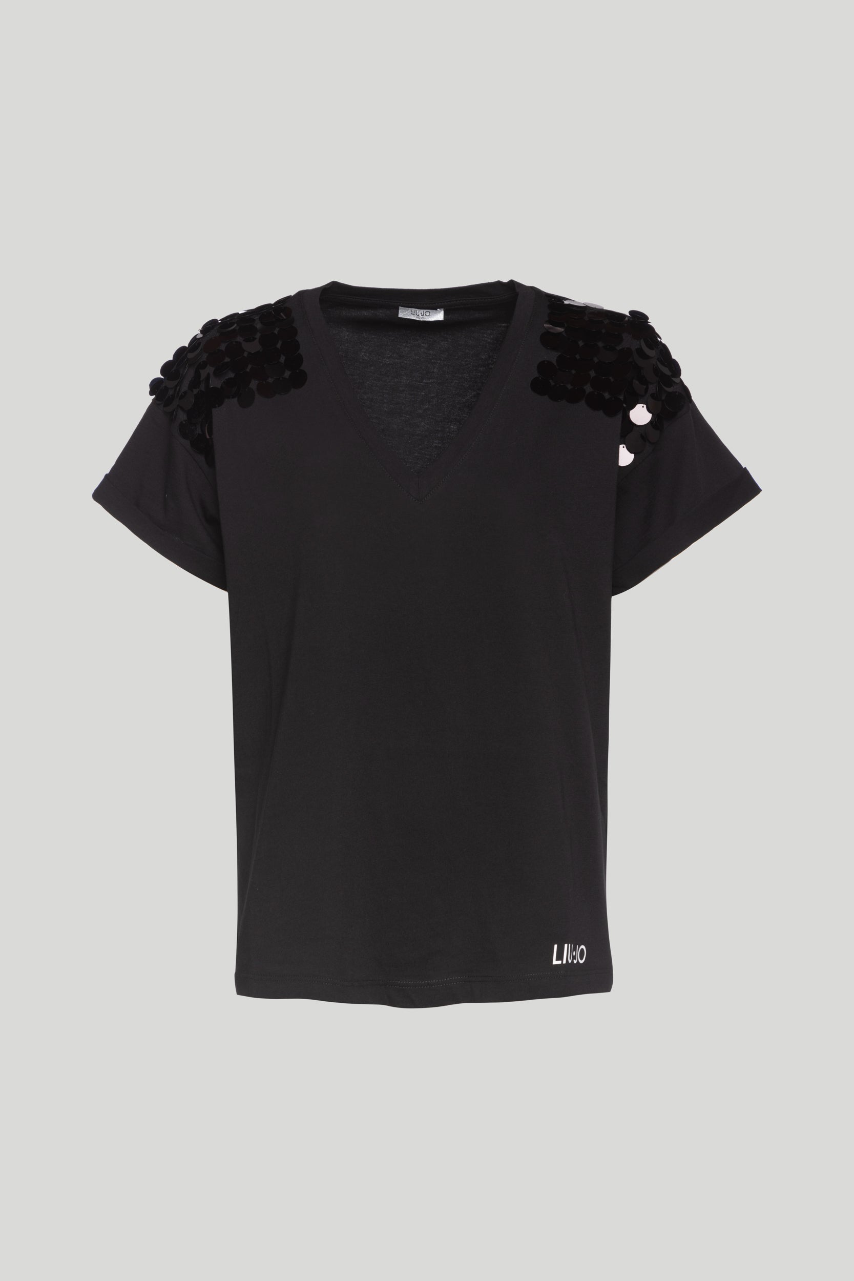 LIU-JO T-Shirt Nera con Paillettes