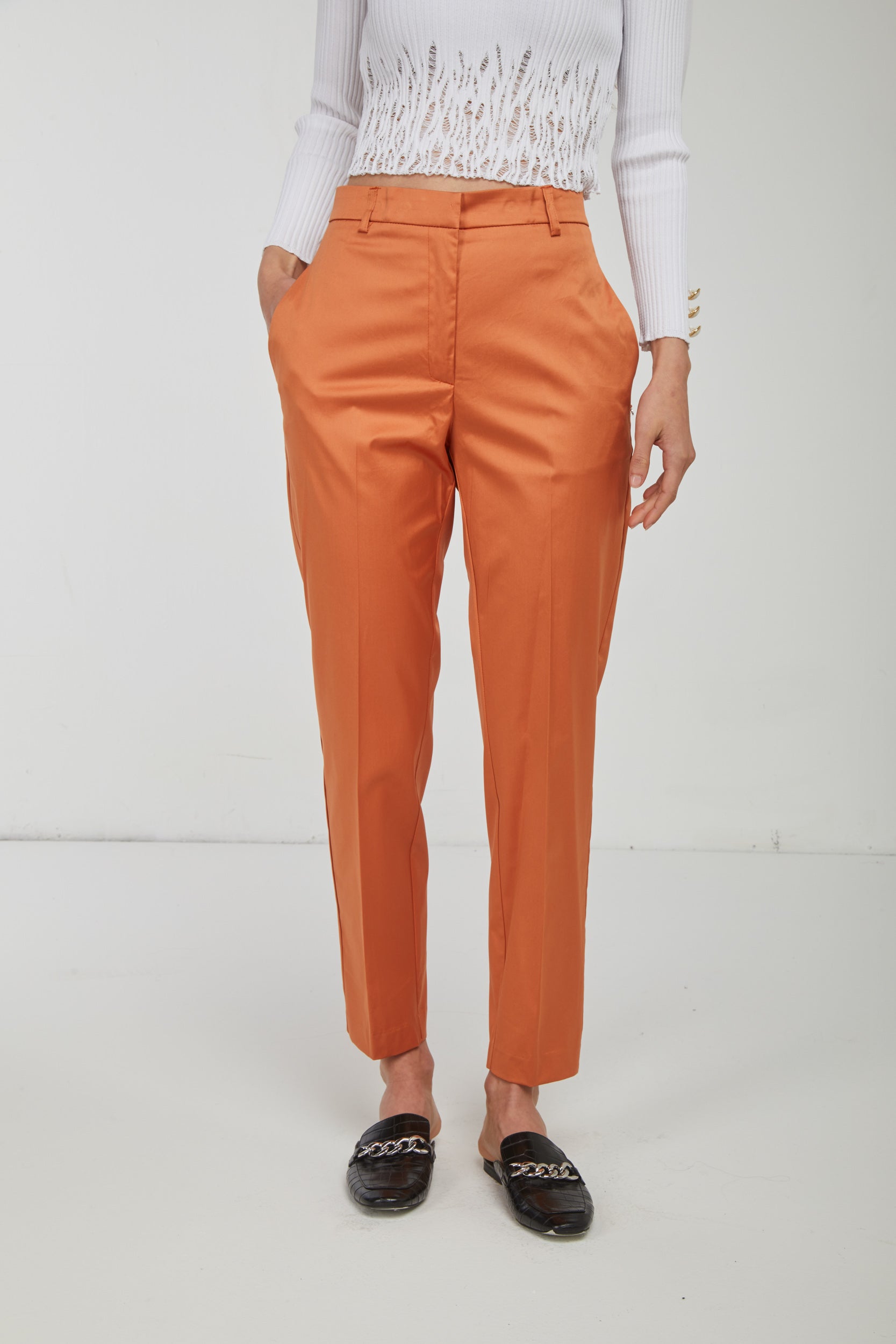 OTTOD'AME Orange Satin Trousers