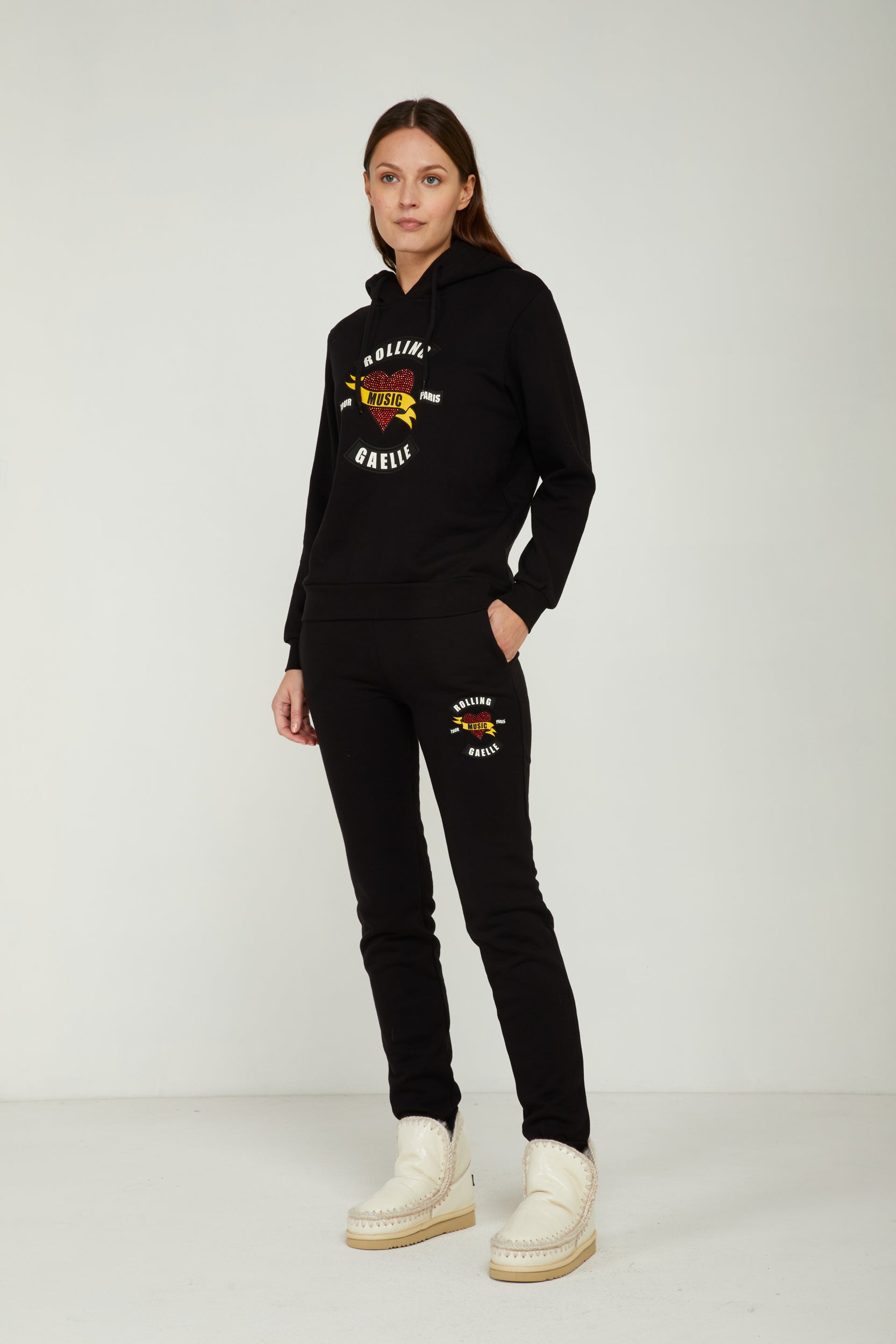 GAELLE Black Hooded Sweatshirt