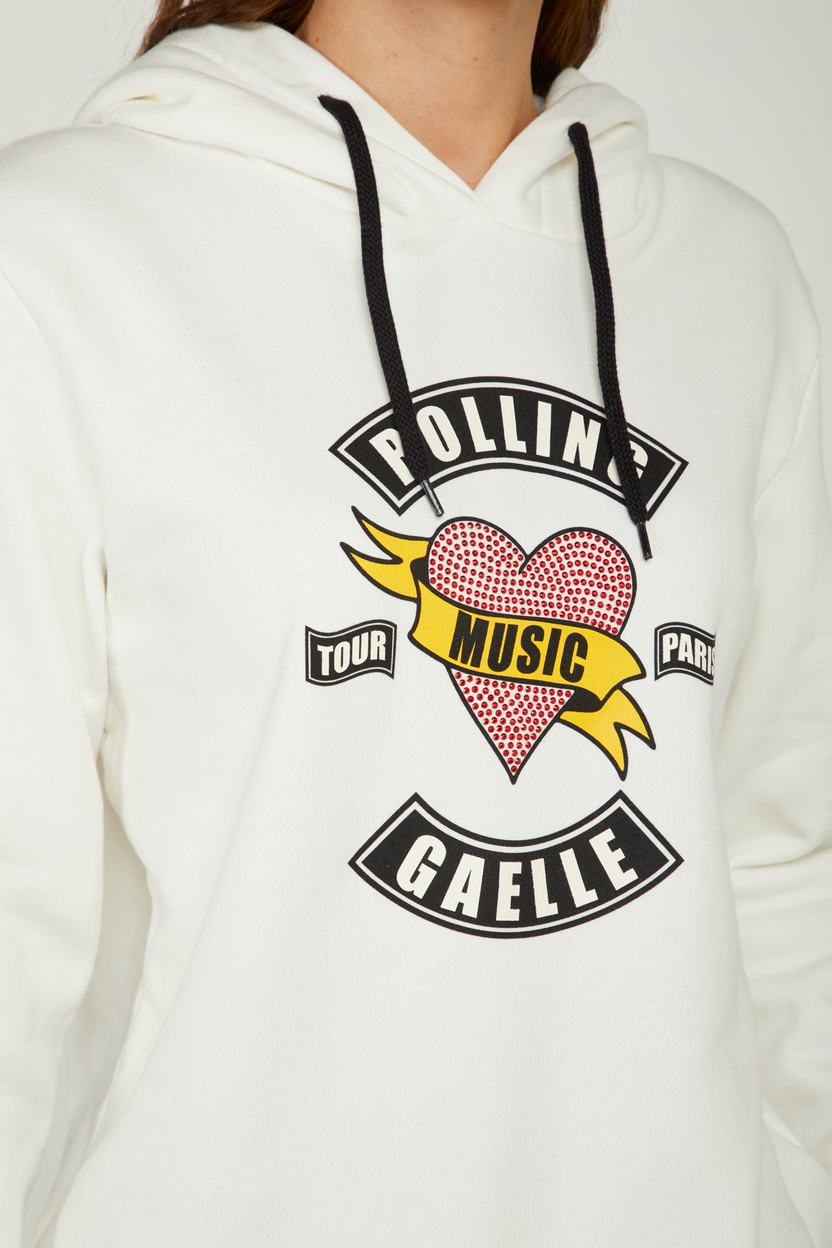 GAELLE White Hooded Sweatshirt