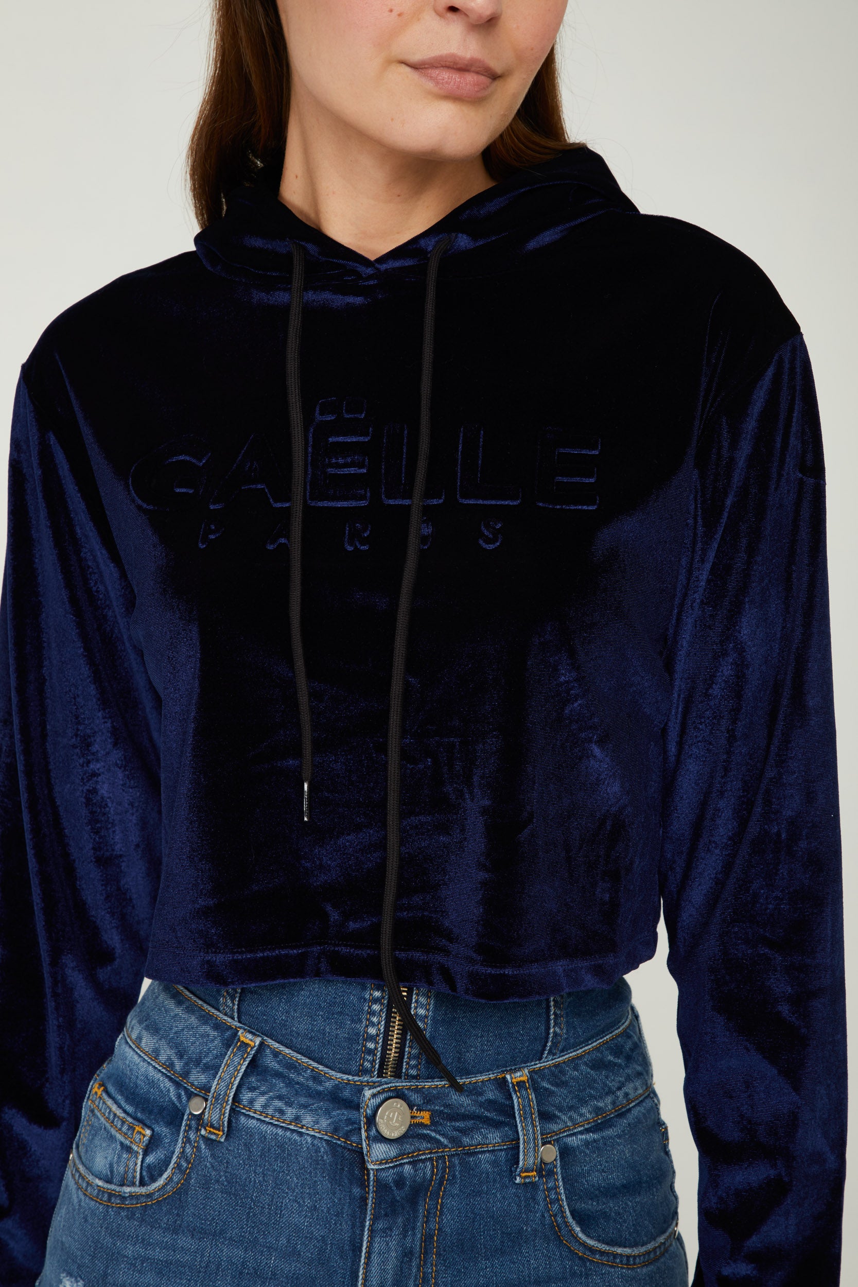 GAELLE Blue Velvet Sweatshirt