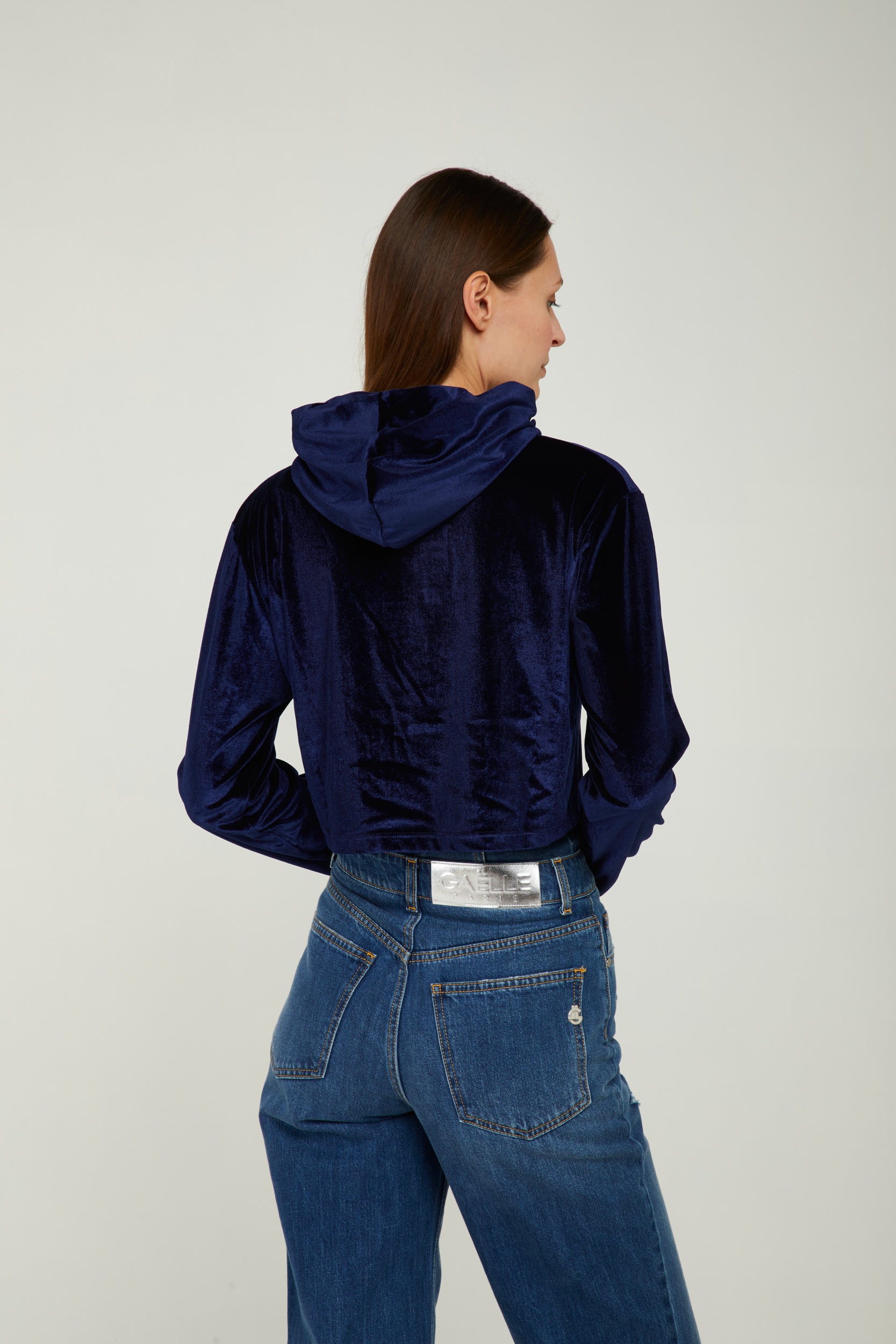 GAELLE Blue Velvet Sweatshirt