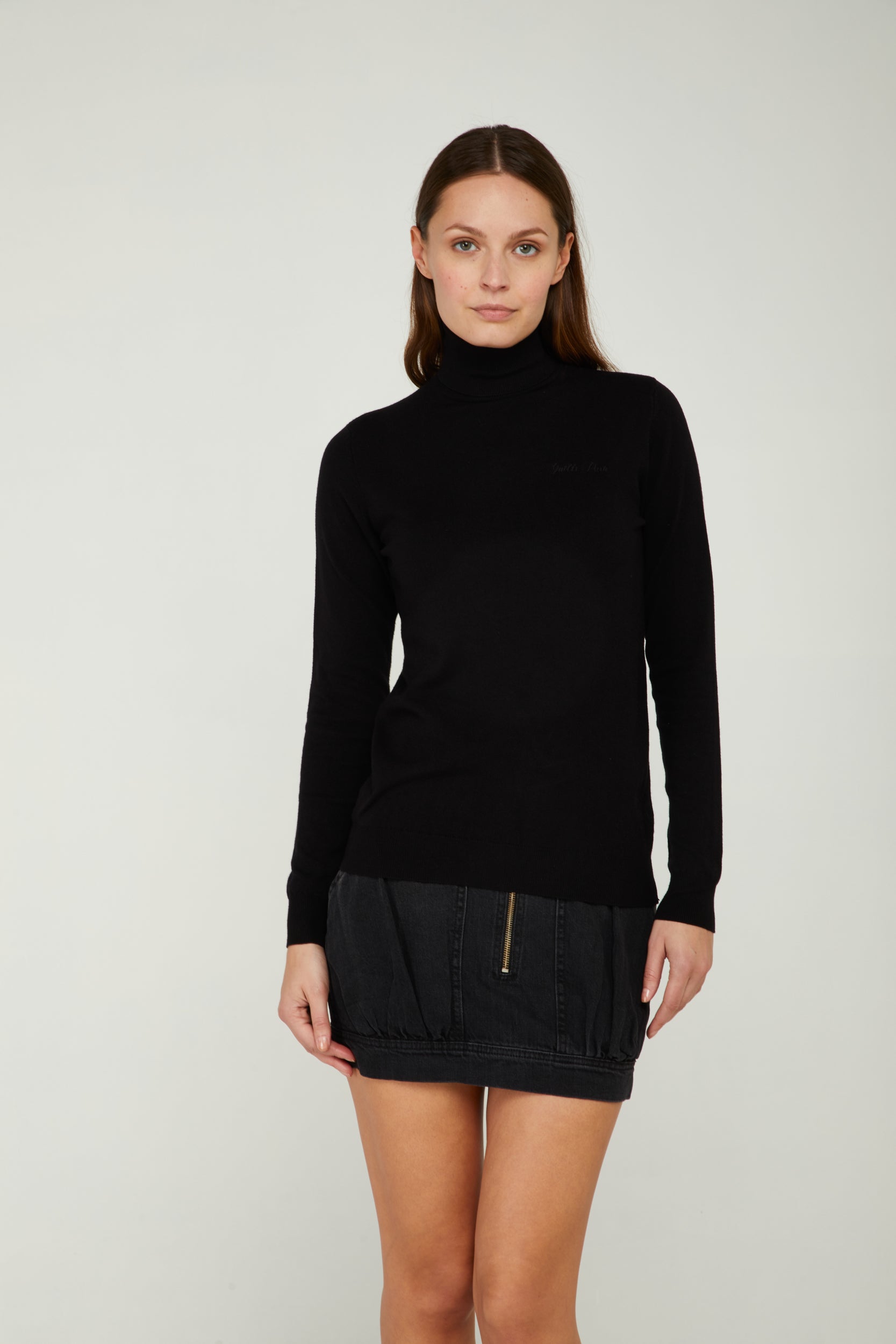 GAELLE Pullover con Collo Alto Nero