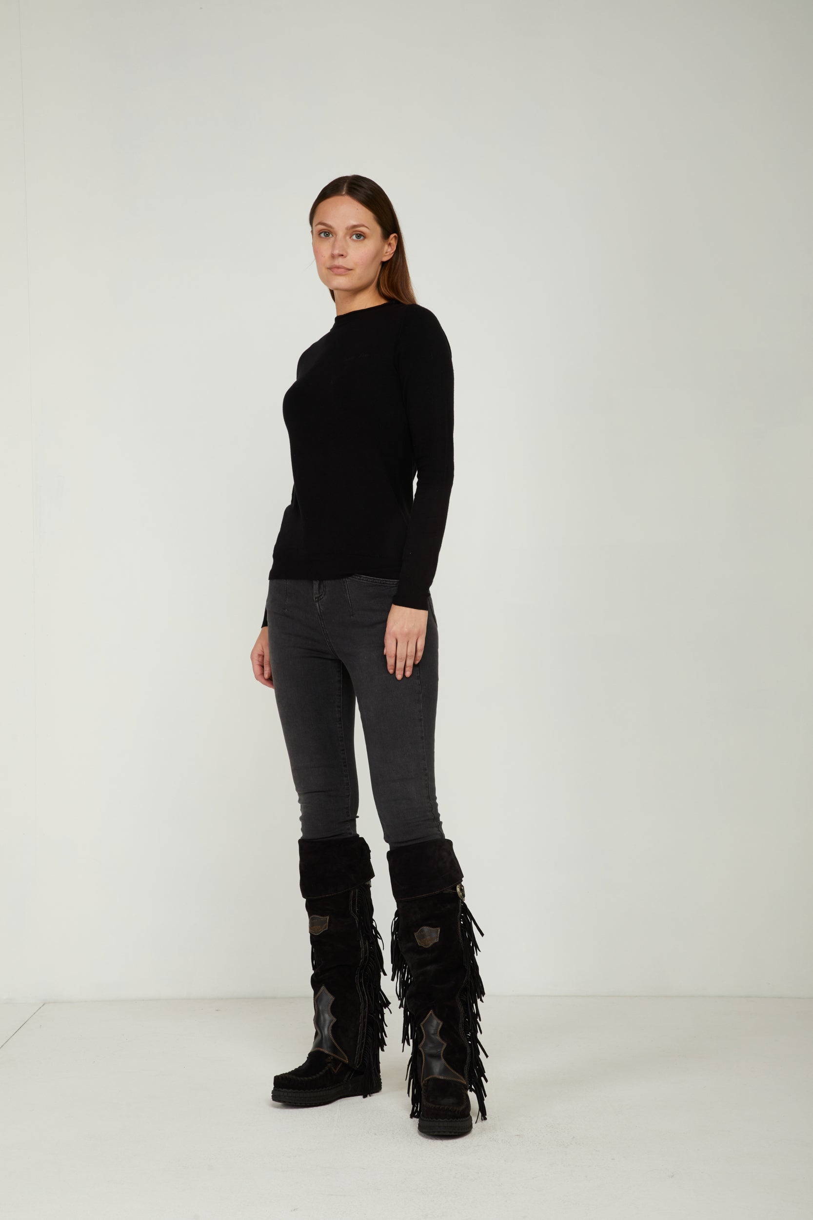 GAELLE Pullover Girocollo Nero