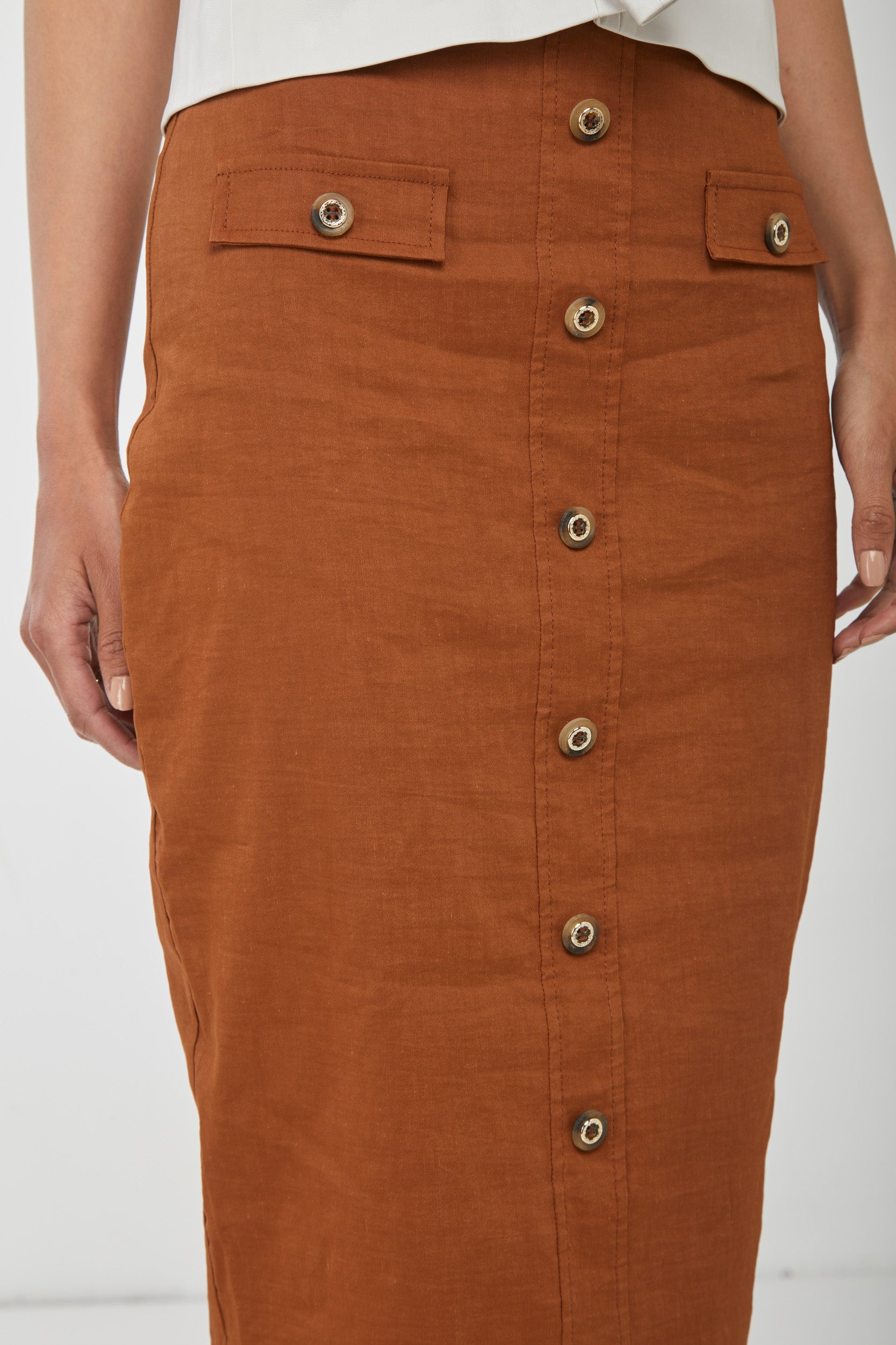 PINKO Gonna Marrone a Tubo