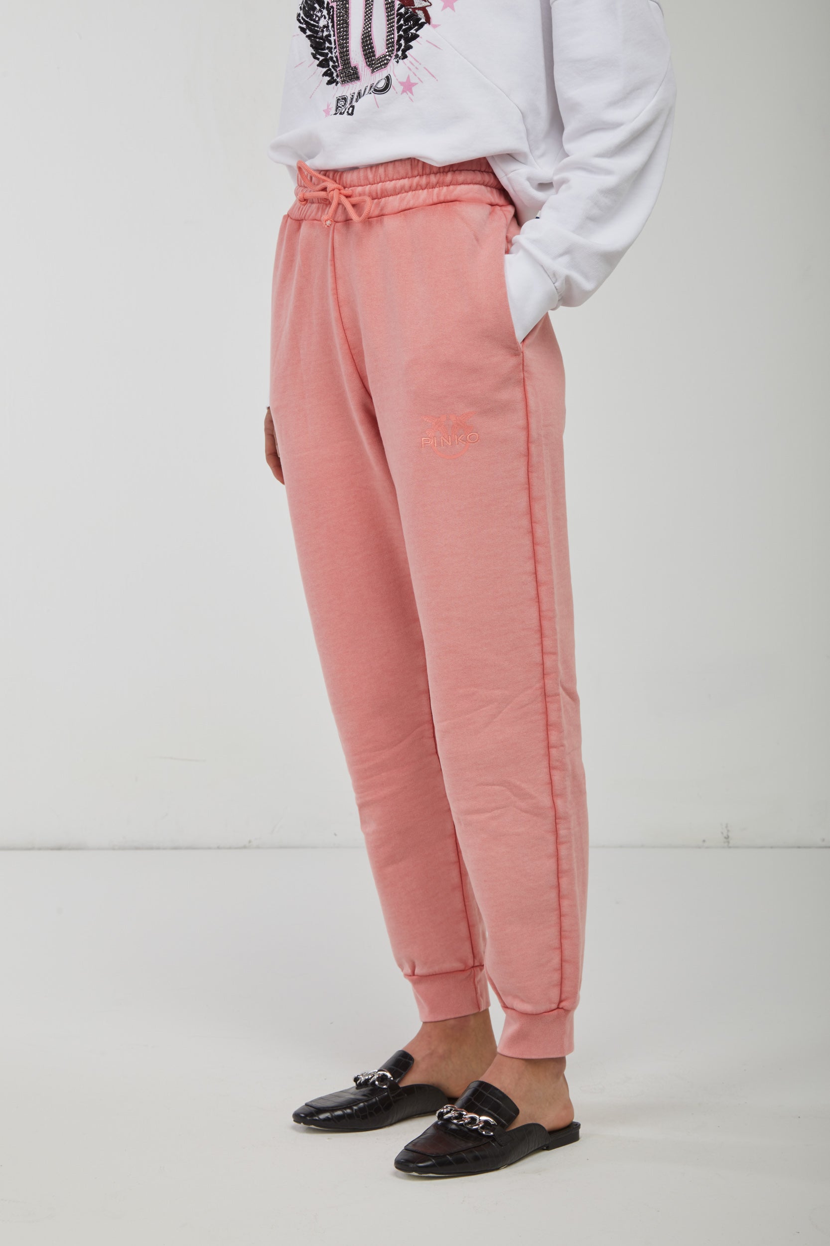 PINKO Joggers Salmone Logo Ricamato