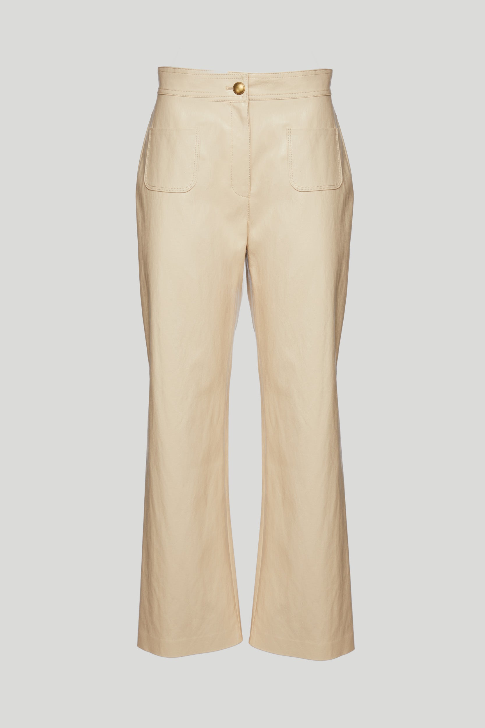PINKO Flare Trousers in Beige Leatherette