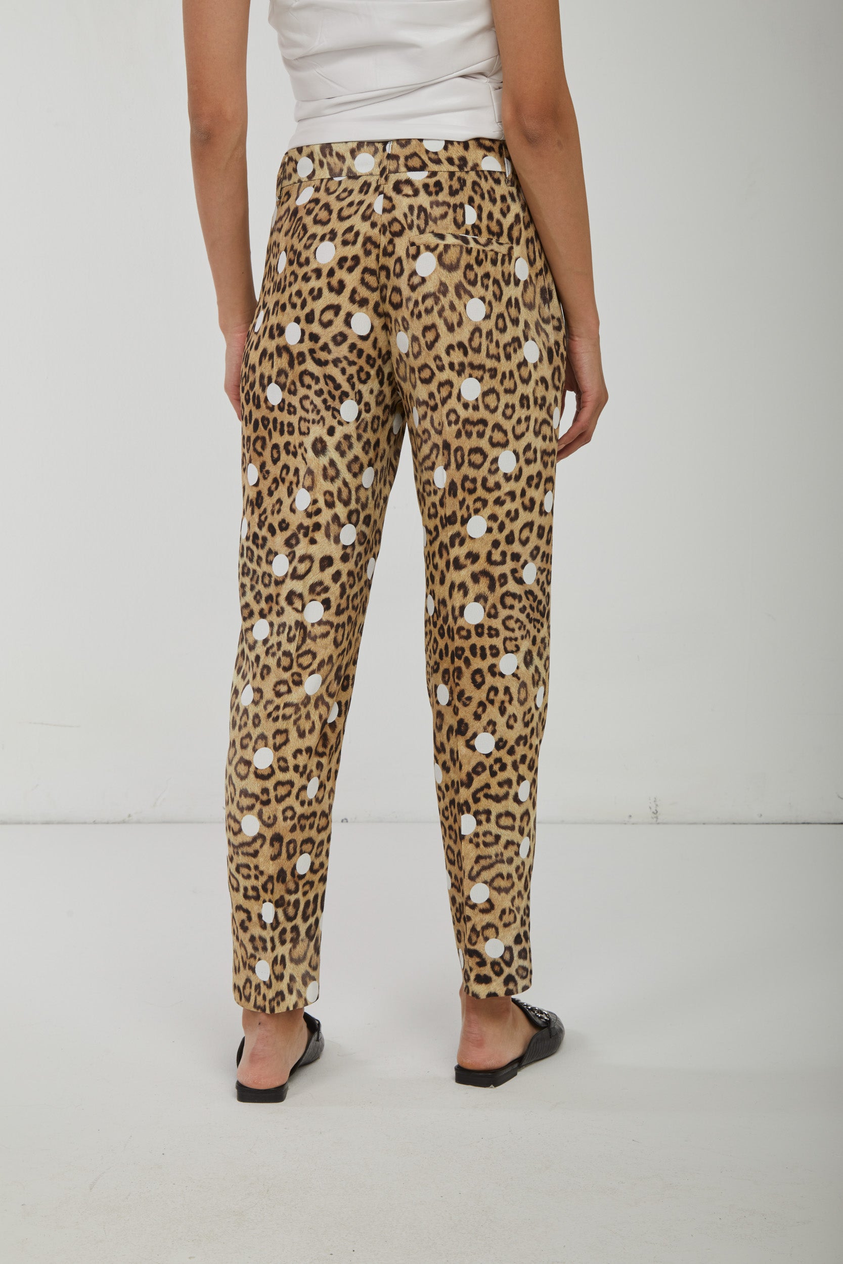 OTTOD'AME Pantalone Leopardato a Sigaretta