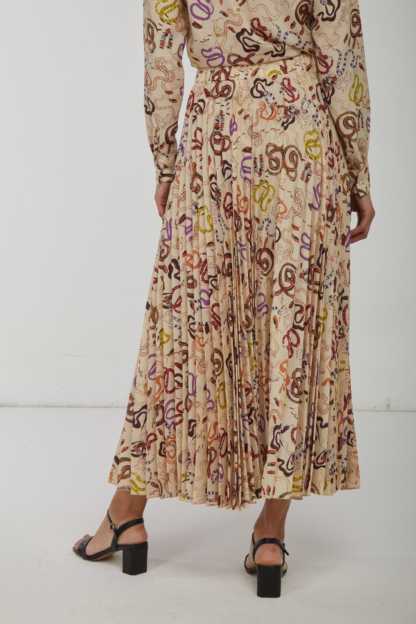 OTTOD'AME Gonna Lunga Plissè Stampa Astratta