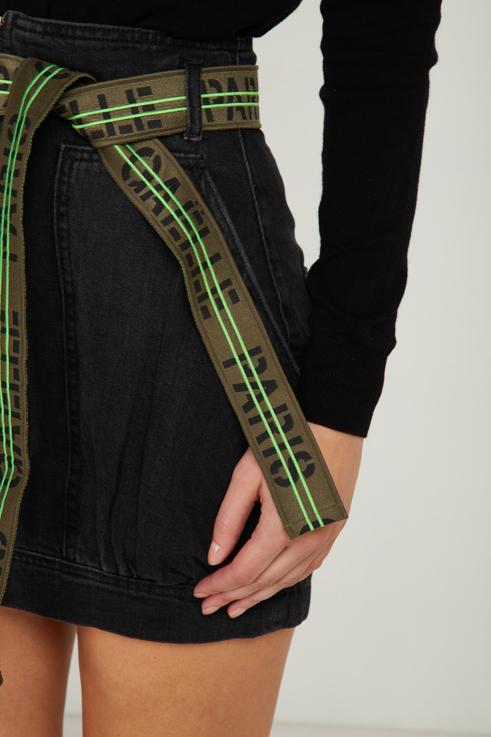 GAELLE Black Denim Miniskirt