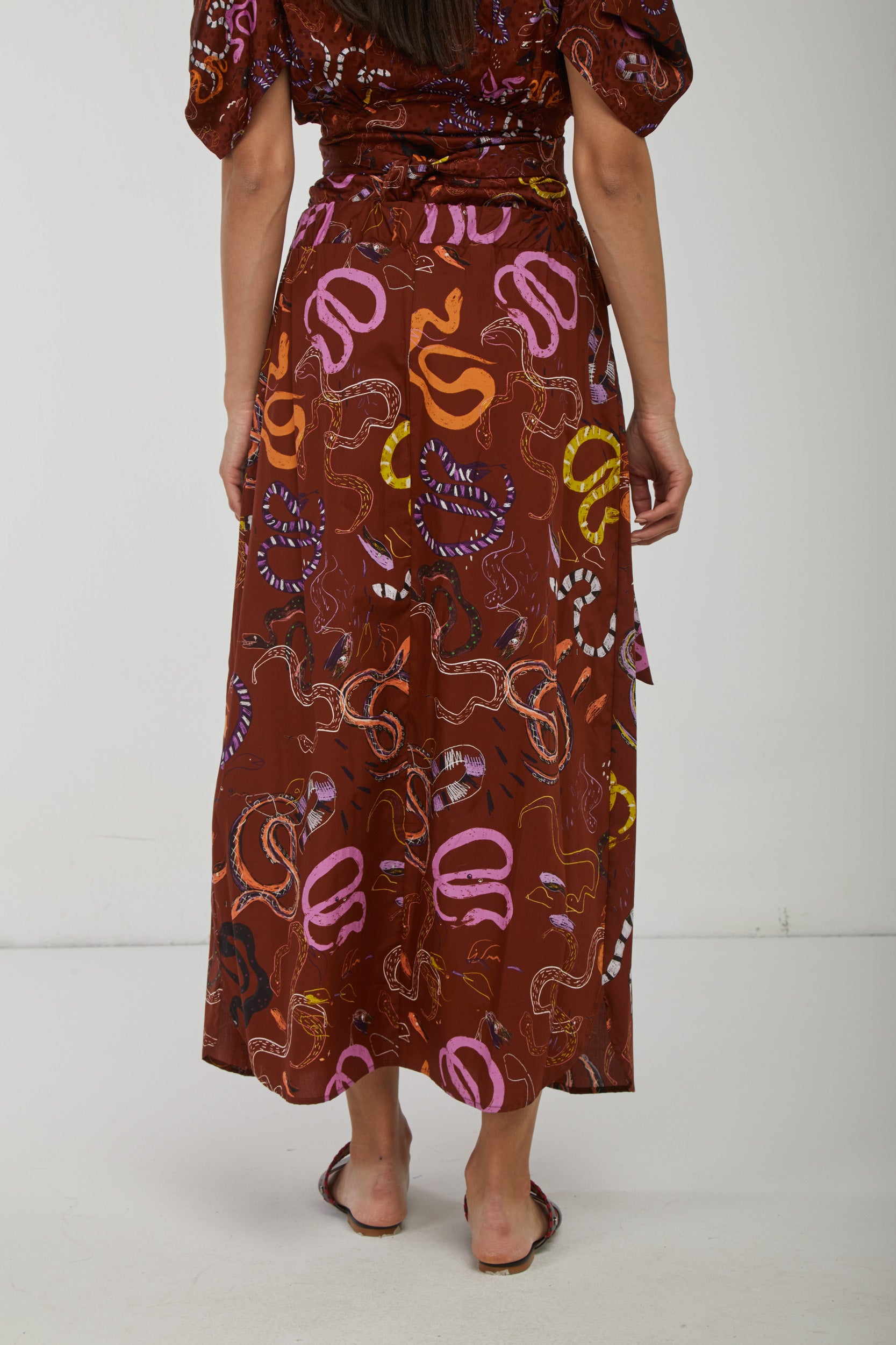 OTTOD'AME Burgundy Skirt Abstract Fantasy
