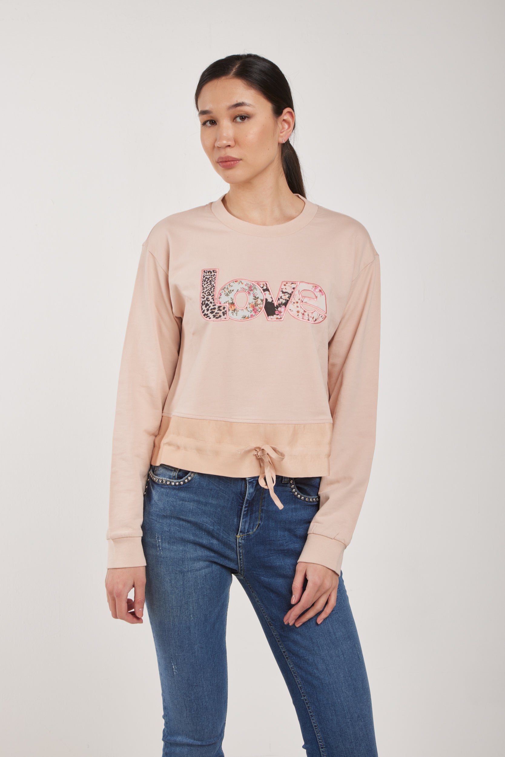 TWINSET Felpa Rosa Antico con Stampa Love