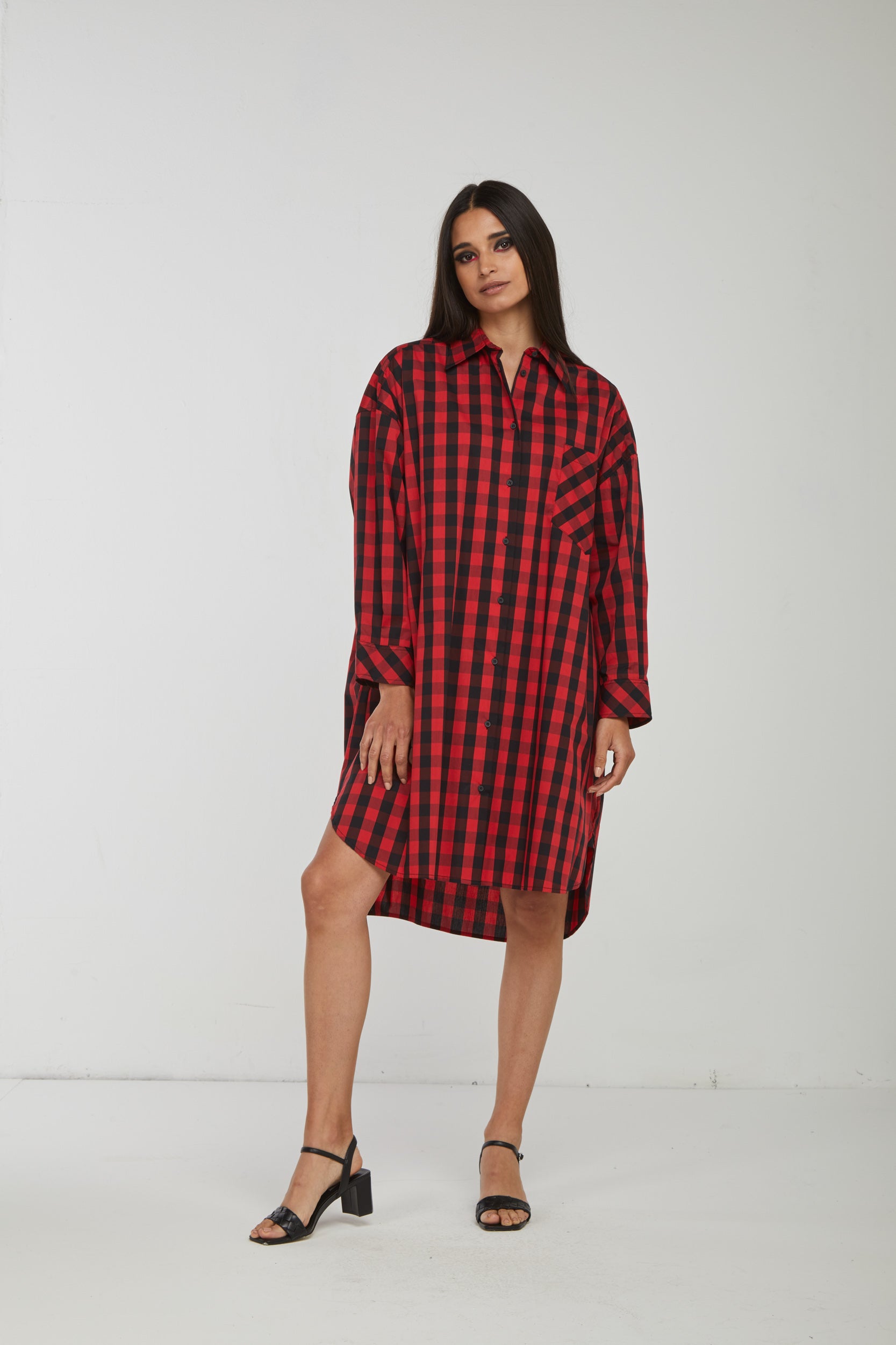 OTTOD'AME Checked Shirt Dress